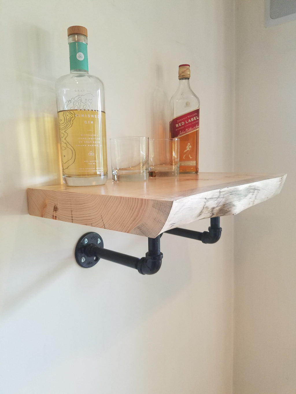 Shipping Included, Small Space Live Edge Pine Shelf