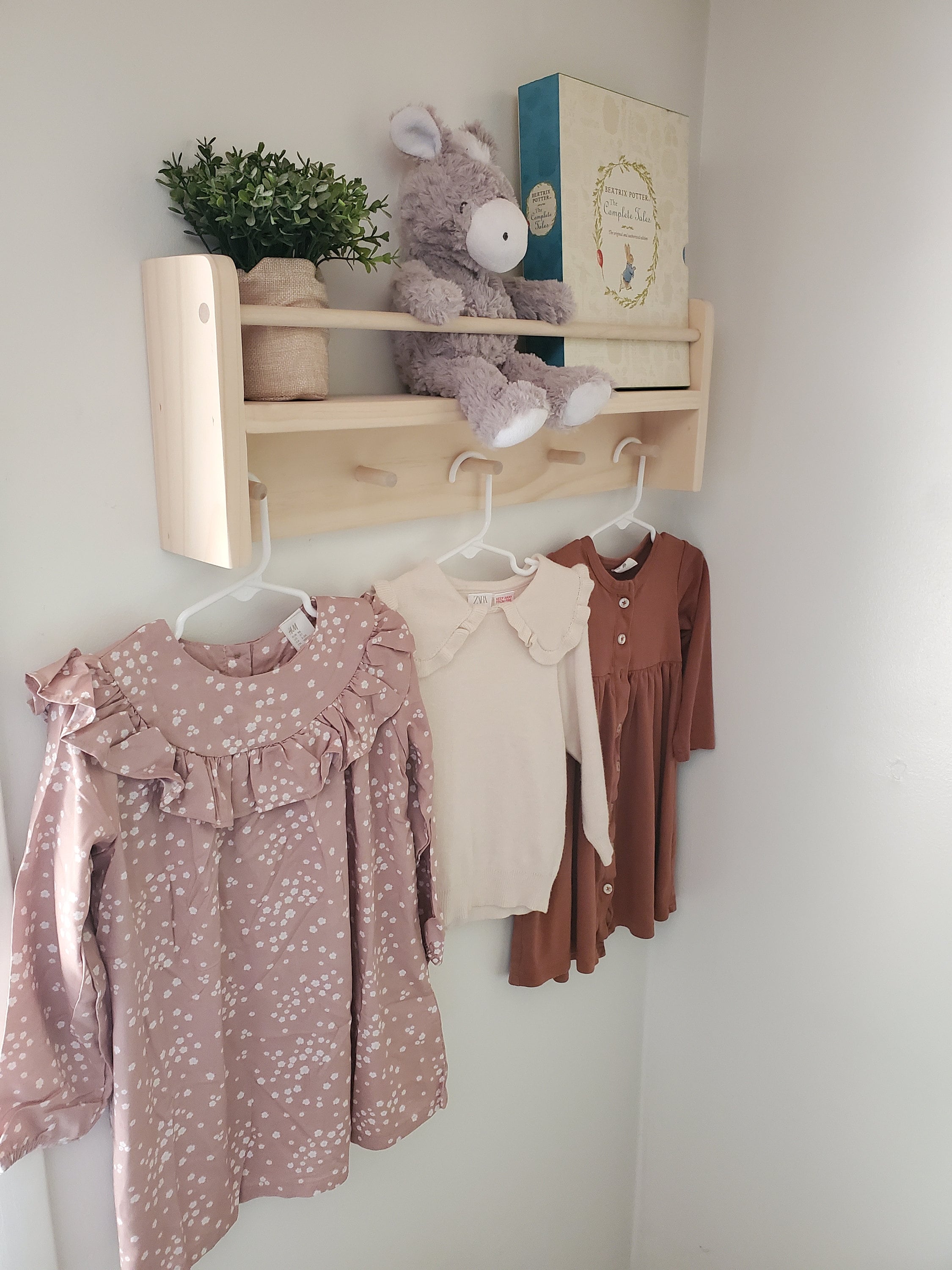 Shipping Included, Natural Pine Combination Shelf (Custom Sizing Available), Nursery Combination Shelf, Playroom Shelf, Entryway Shelf