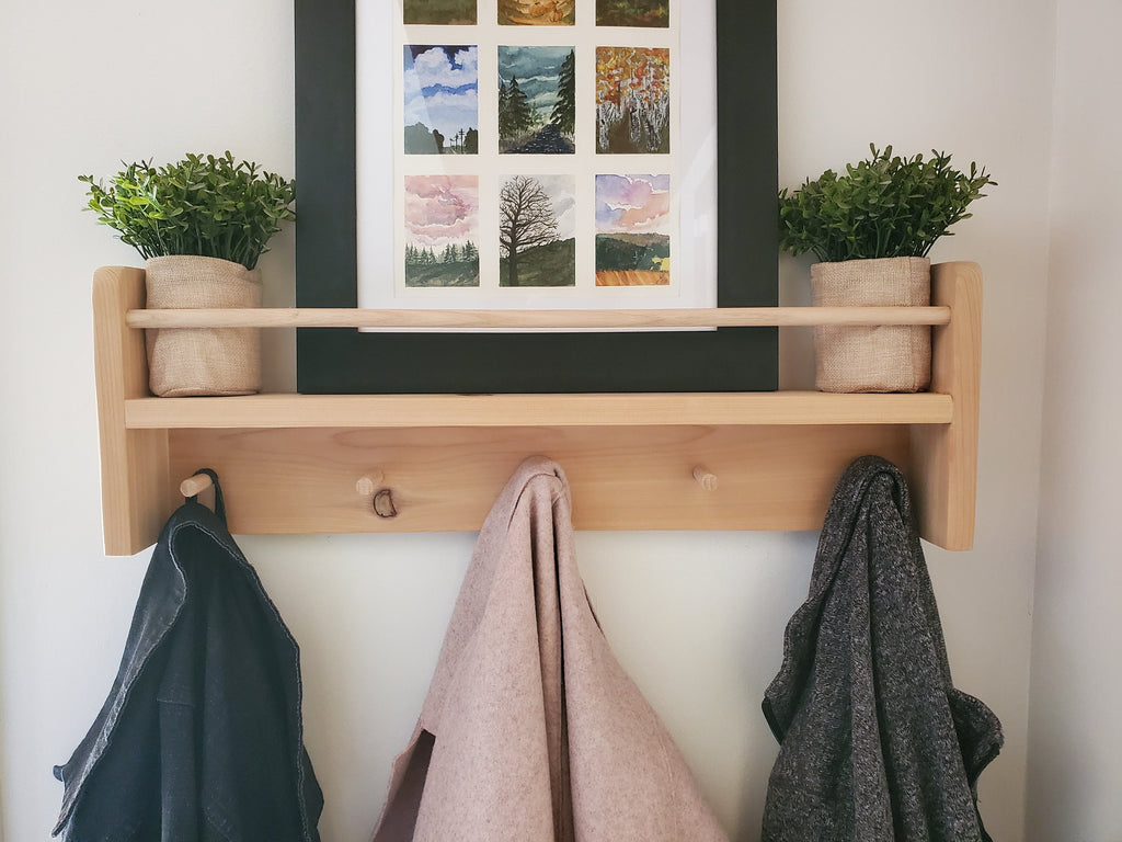 Shipping Included, Natural Cedar Combination Shelf (Custom Sizing Available), Nursery Cedar Combination Shelf, Playroom Shelf, Entryway Shelf, Cedar Decor