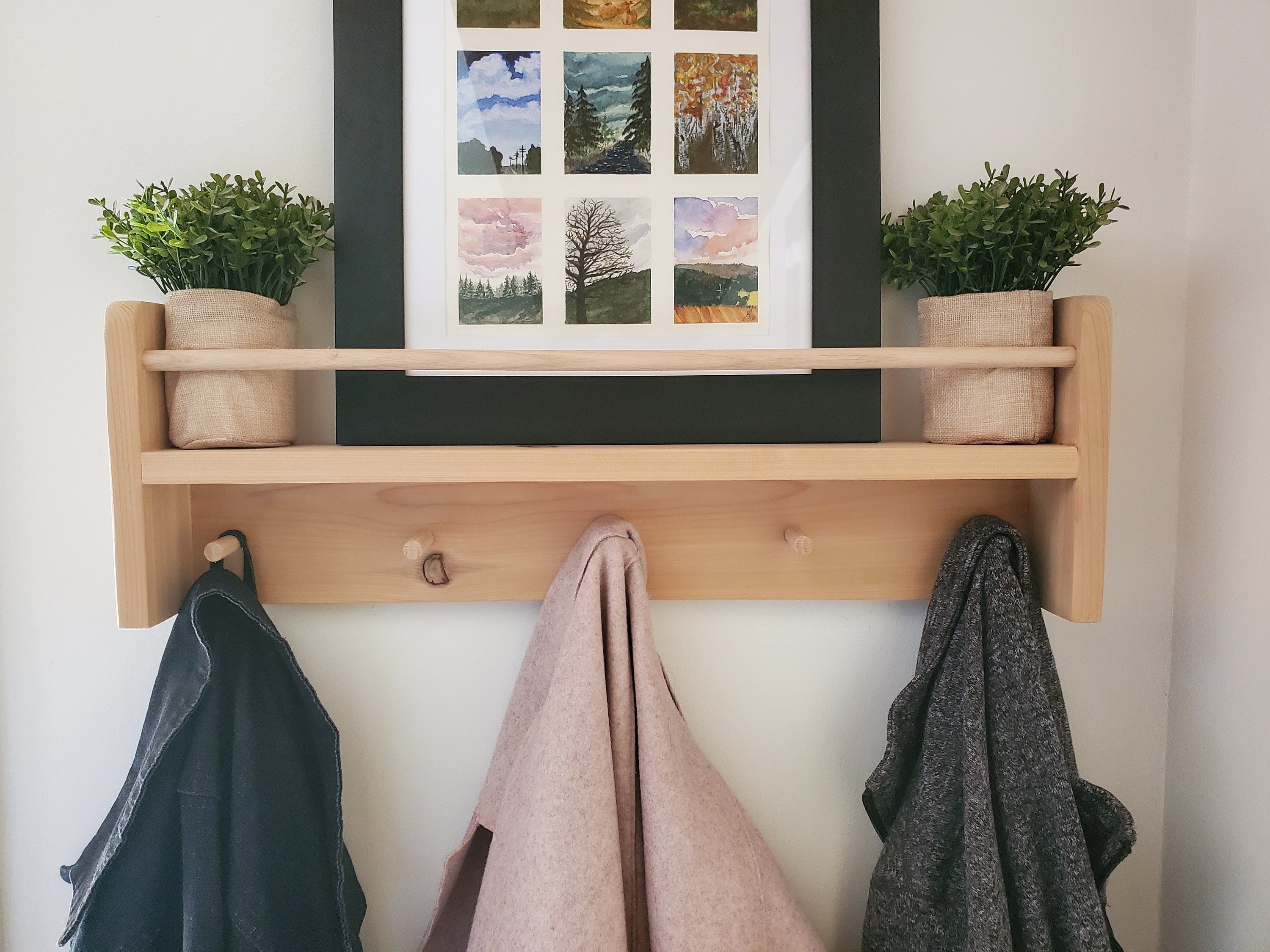 Shipping Included, Natural Cedar Combination Shelf (Custom Sizing Available), Nursery Cedar Combination Shelf, Playroom Shelf, Entryway Shelf, Cedar Decor