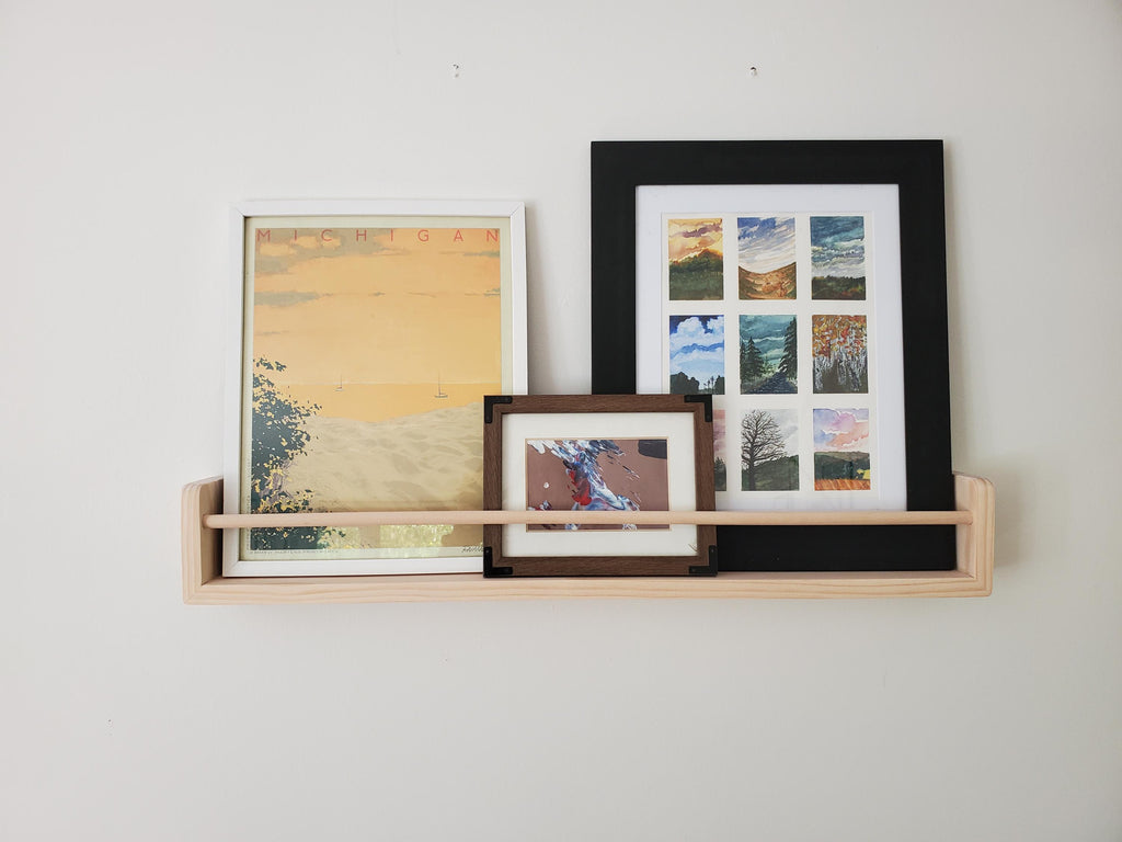 Shipping Included, 18" - 48" Pine Picture Shelf, Floating Bookshelf, Rounded Corners, Spice Rack, Living Room, Playroom, Nursery Bookshelf, Office Space