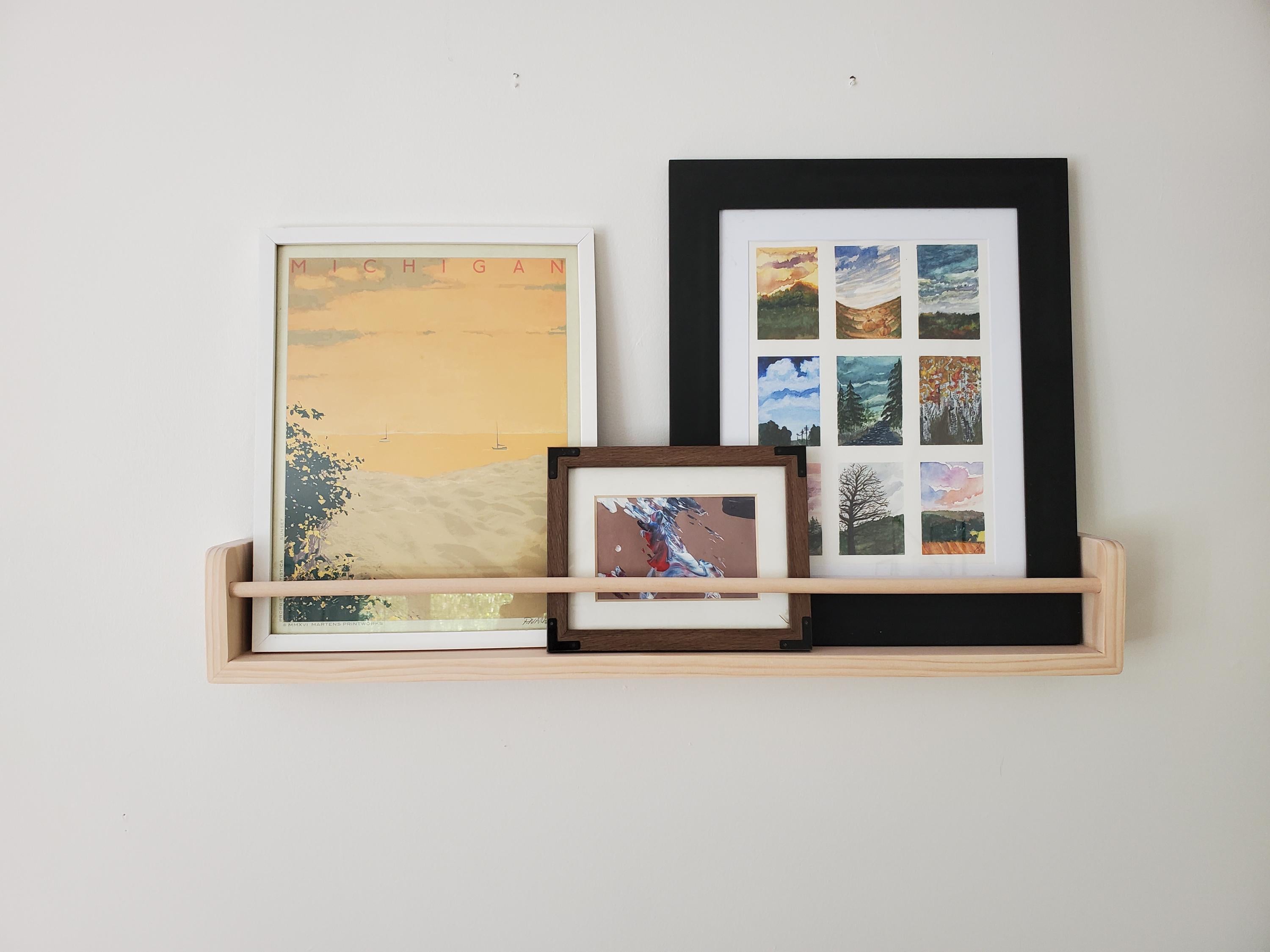 Shipping Included, 18" - 48" Pine Picture Shelf, Floating Bookshelf, Rounded Corners, Spice Rack, Living Room, Playroom, Nursery Bookshelf, Office Space