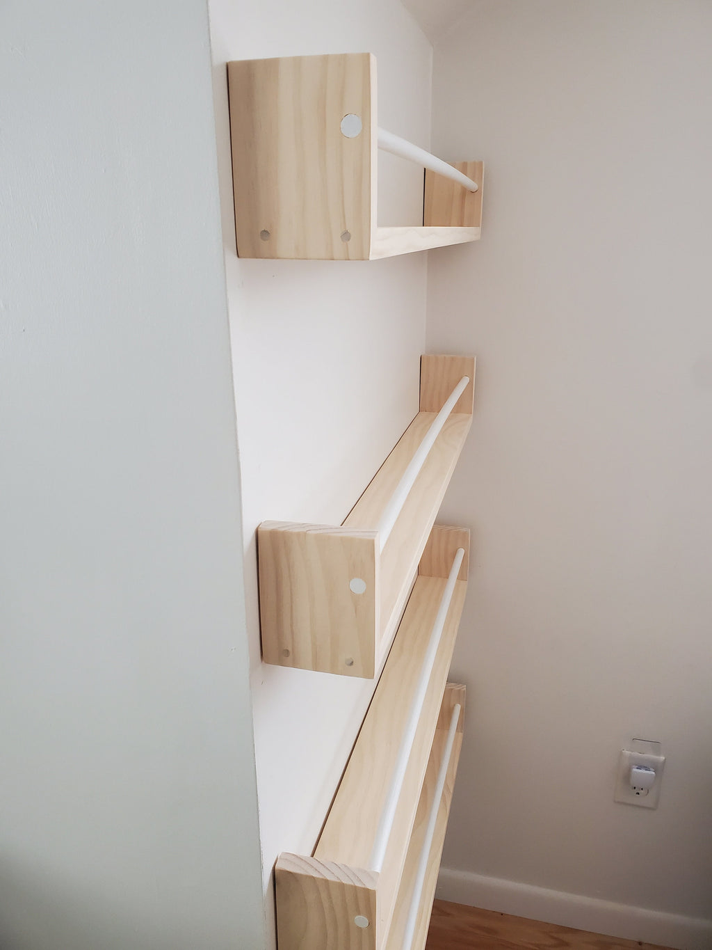 Shipping Included, Natural Pine and Painted Bar, "Waterfall" Corner Joints, Nursery Decor, Custom Sizing Available, Modern, Joinery