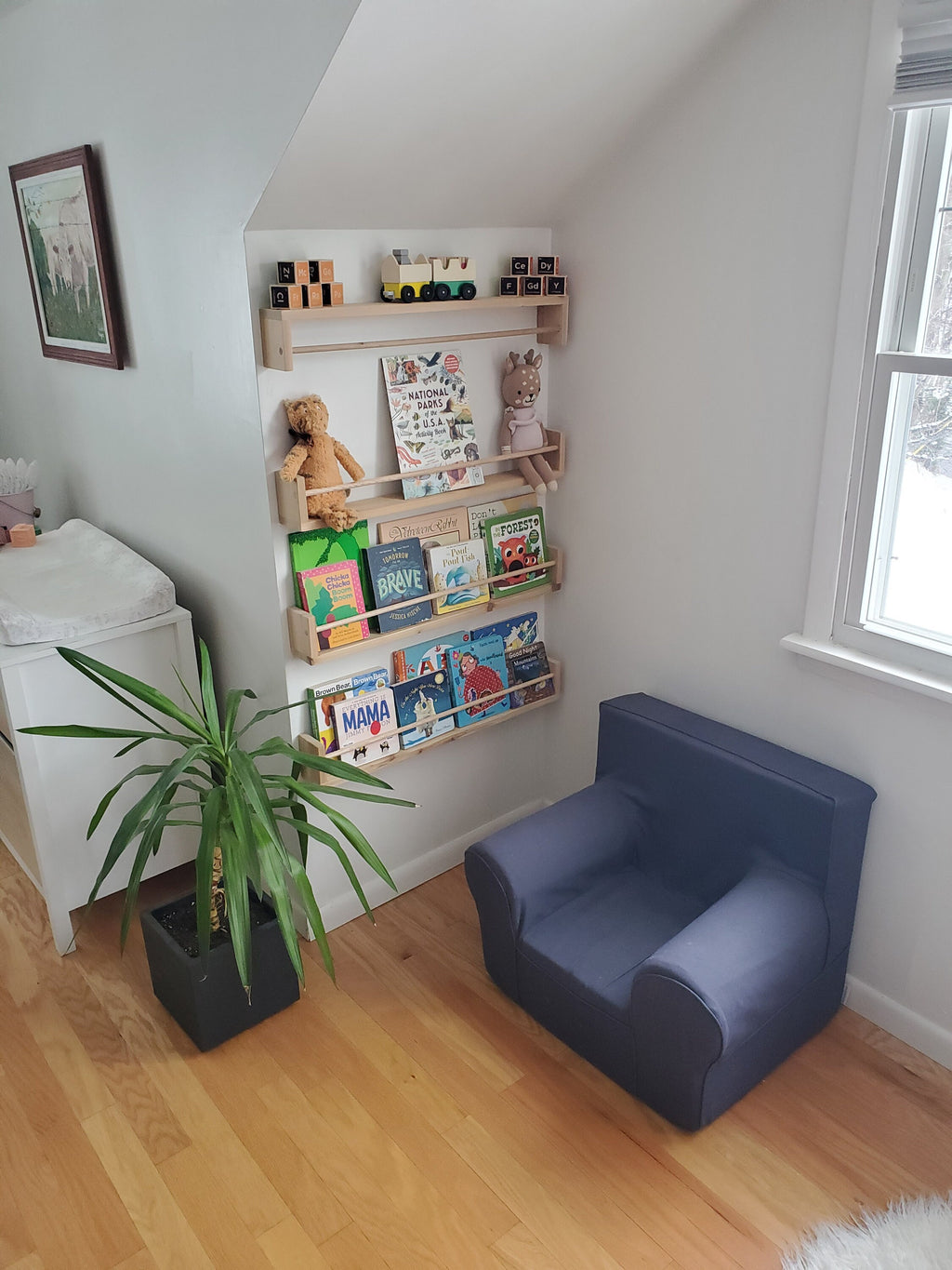 Shipping Included, Nursery Bookshelf Natural Cedar "Flip-able" Shelves(Custom Sizing Available) Small Space Shelf