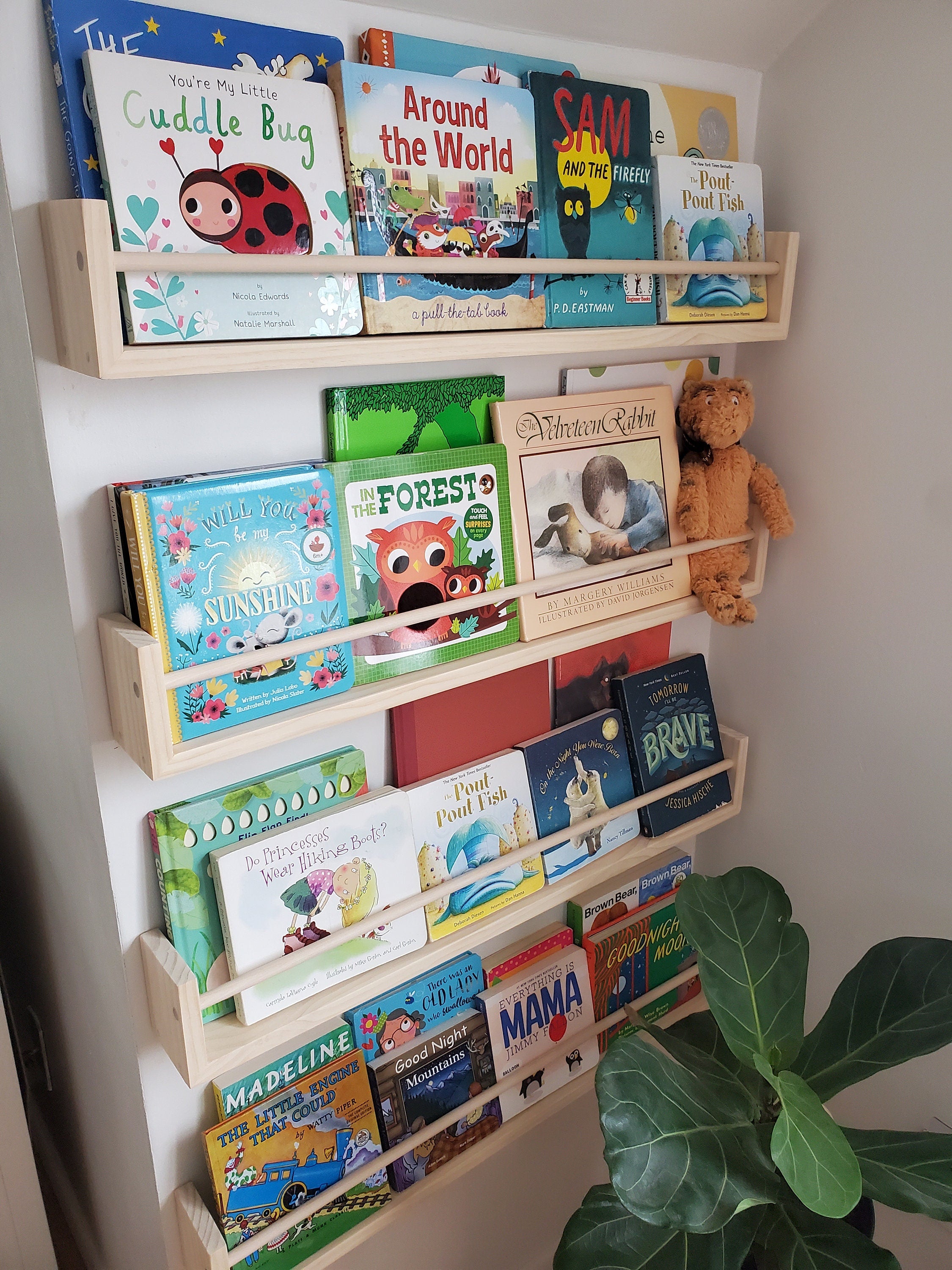Shipping Included, Nursery Bookshelf, "Waterfall" Corner Joint, Nursery Decor, Natural Pine (Classic Design) Custom Sizing Available, Modern, Joinery