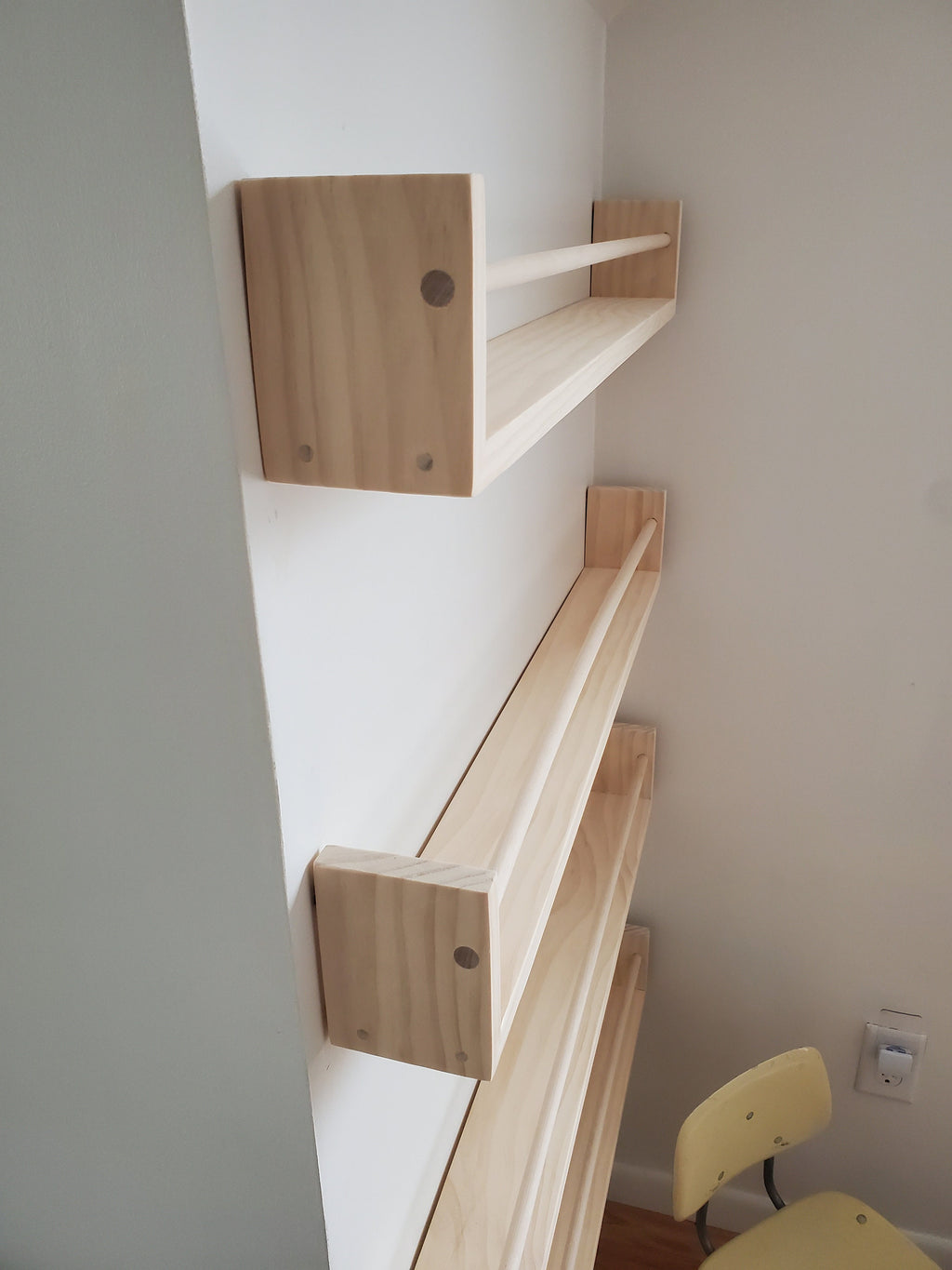 Shipping Included, Nursery Bookshelf, "Waterfall" Corner Joint, Nursery Decor, Natural Pine (Classic Design) Custom Sizing Available, Modern, Joinery