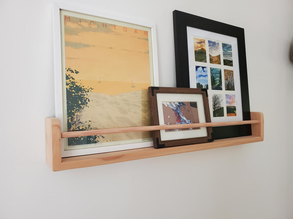 Shipping Included, Cedar Picture Shelf 18"-48", " Waterfall" Bookshelf, Nursery, Montessori, Homeschooling Shelf, Office Organizer, Kitchen, Living Room, Spice Rack