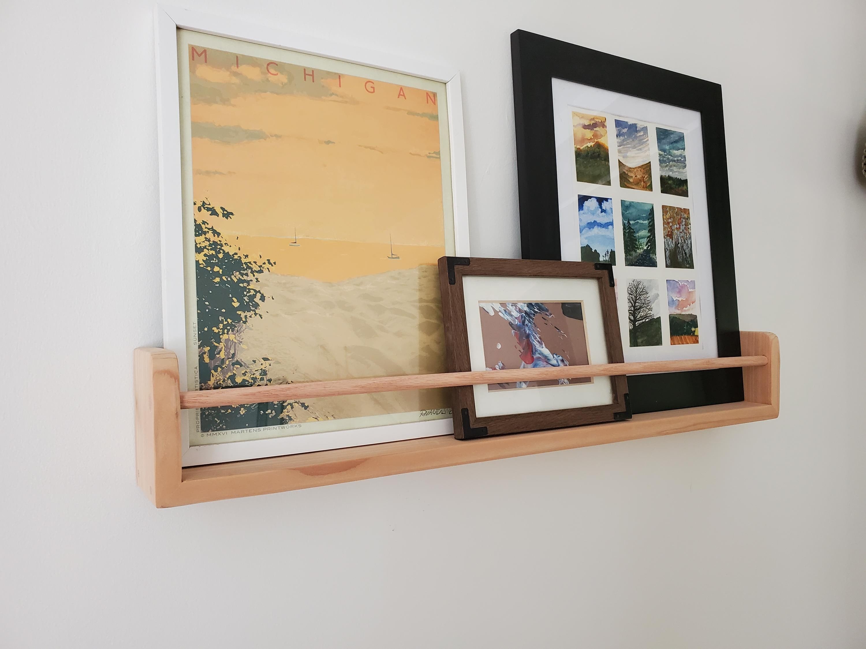 Shipping Included, Cedar Picture Shelf 18"-48", " Waterfall" Bookshelf, Nursery, Montessori, Homeschooling Shelf, Office Organizer, Kitchen, Living Room, Spice Rack
