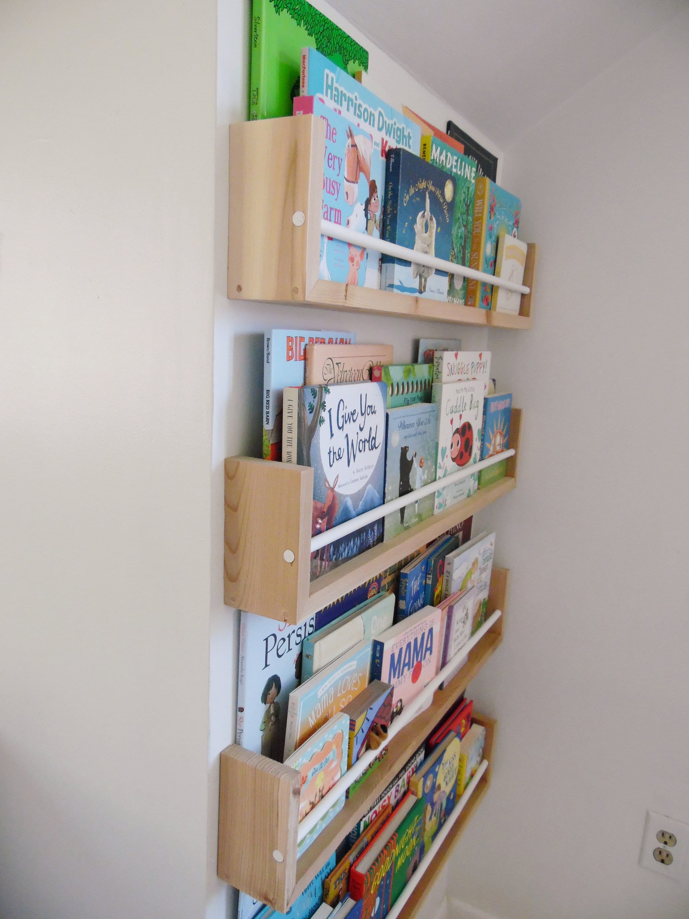Shipping Included, Nursery Bookshelf Natural Cedar and White Bar (Custom Sizing Available) Small Space Shelf, Joinery