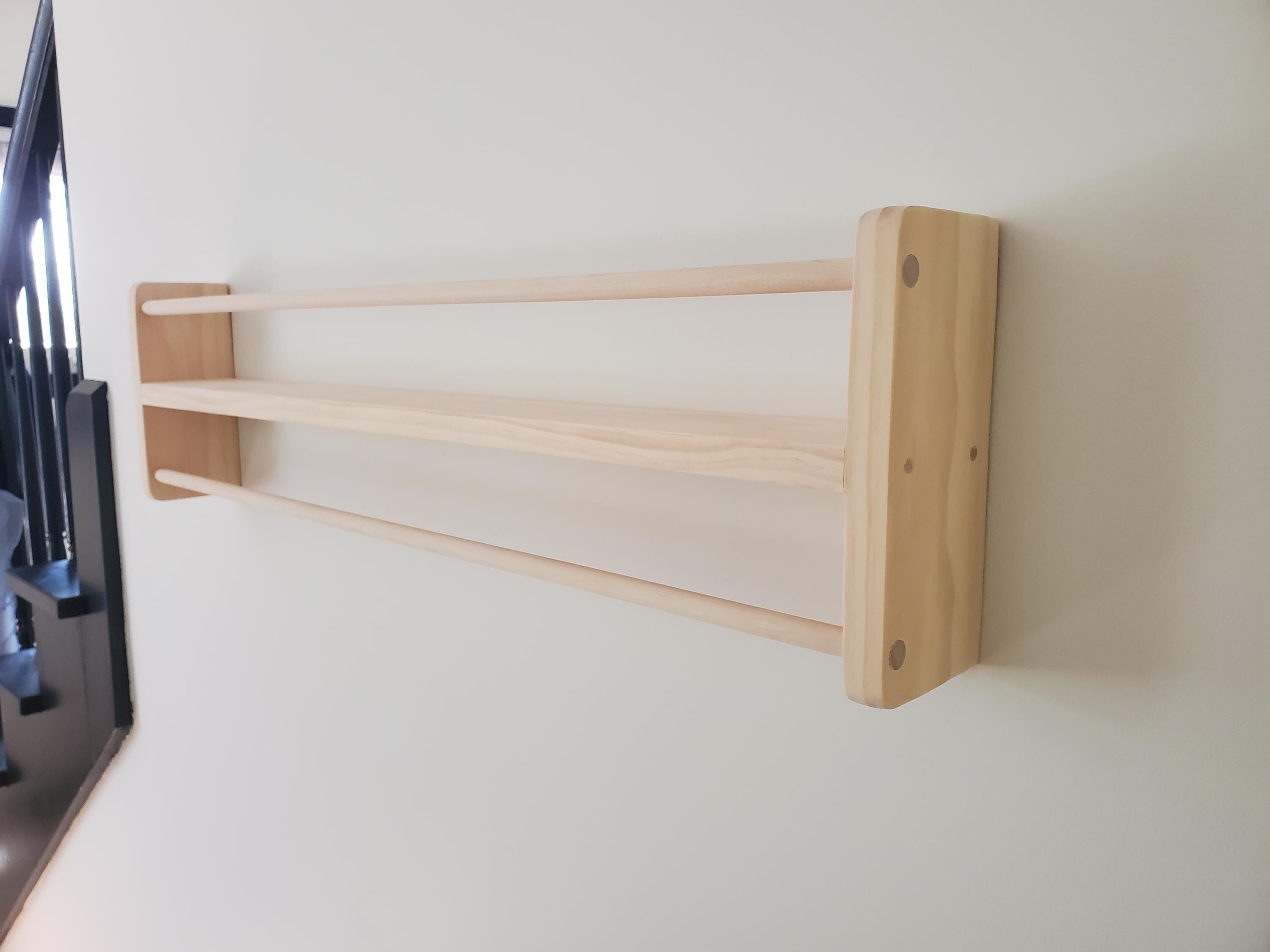 Shipping Included, Pine Picture Shelf W/ Hanger Rod, Bookshelf, Entryway Shelf, 18"-36" Width, Display Shelf, Coat Hanger, Nursery Shelf, Playroom, Home school