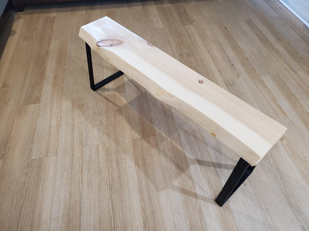 Shipping Included, Live Edge 4 Foot Pine Bench, Indoor/Outdoor Bench, Patio Furniture, Thick Slab
