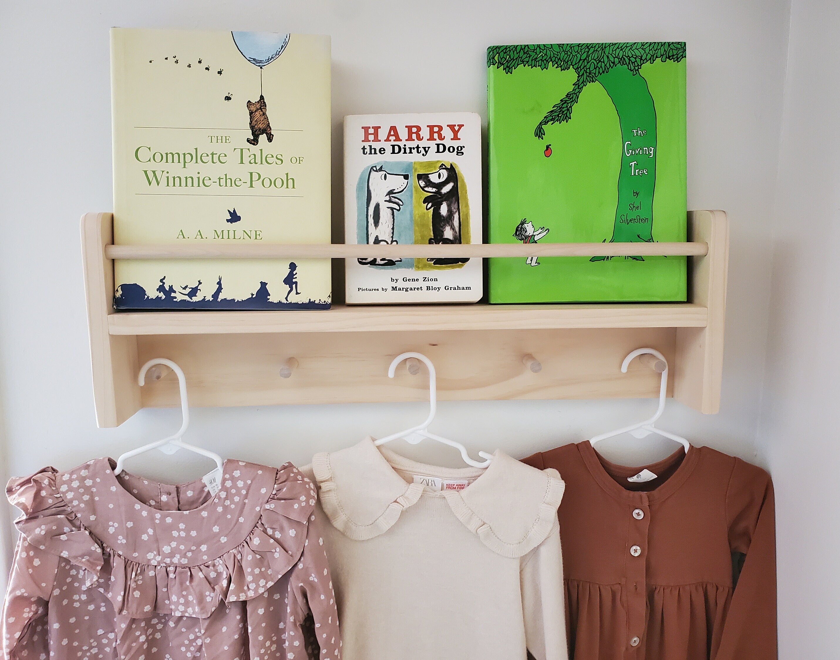 Shipping Included, Natural Pine Combination Shelf (Custom Sizing Available), Nursery Combination Shelf, Playroom Shelf, Entryway Shelf