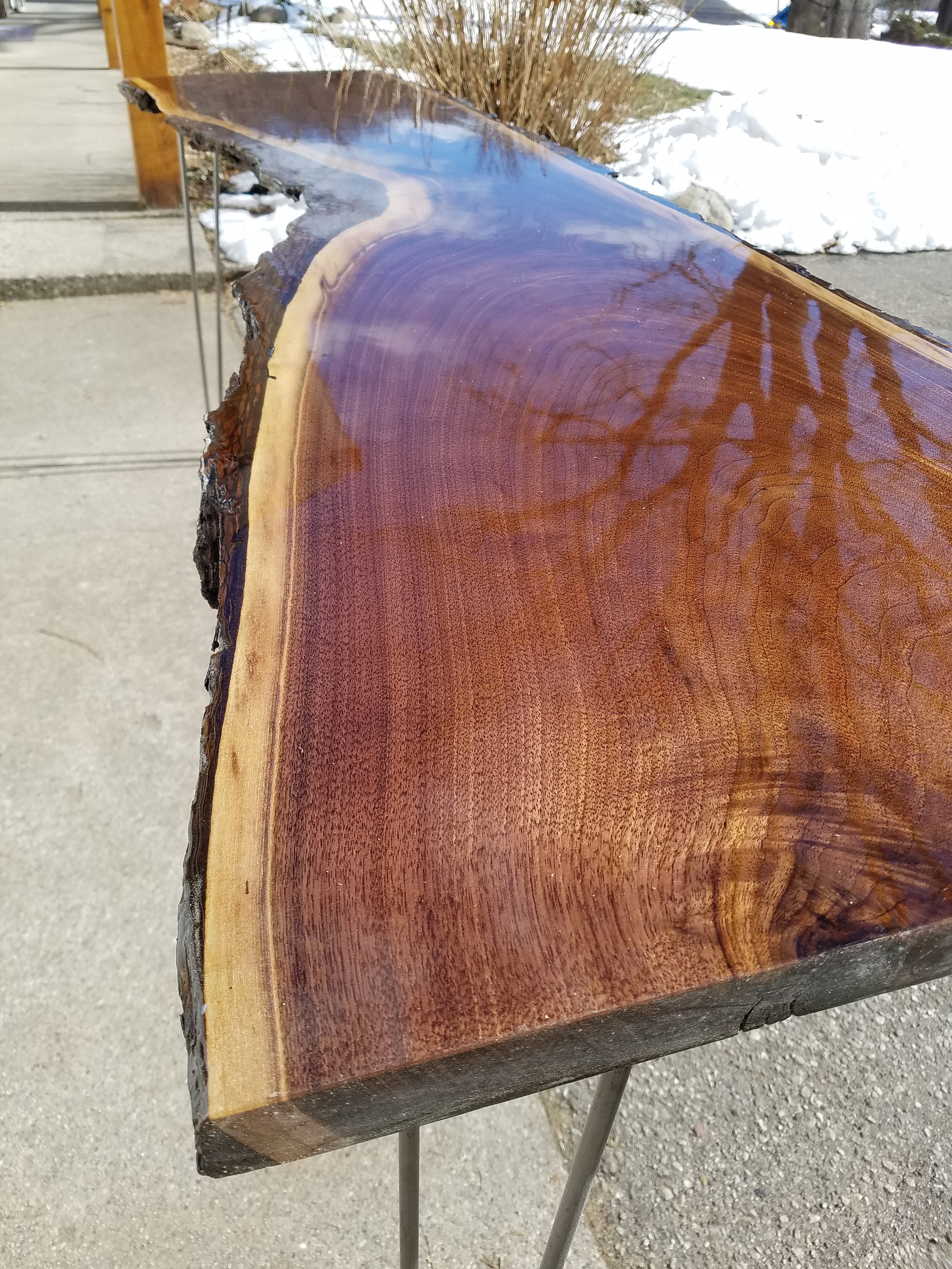 Shipping Included, Walnut Hardwood, Live Edge, Epoxy Resin, Sofa/Entry Table