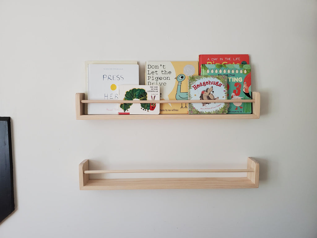 Shipping Included, 12"-48" Natural Pine Bookshelf, Custom Sizing Available, Nursery Decor, Kids Room, Living Room, Picture Shelves, Home Office