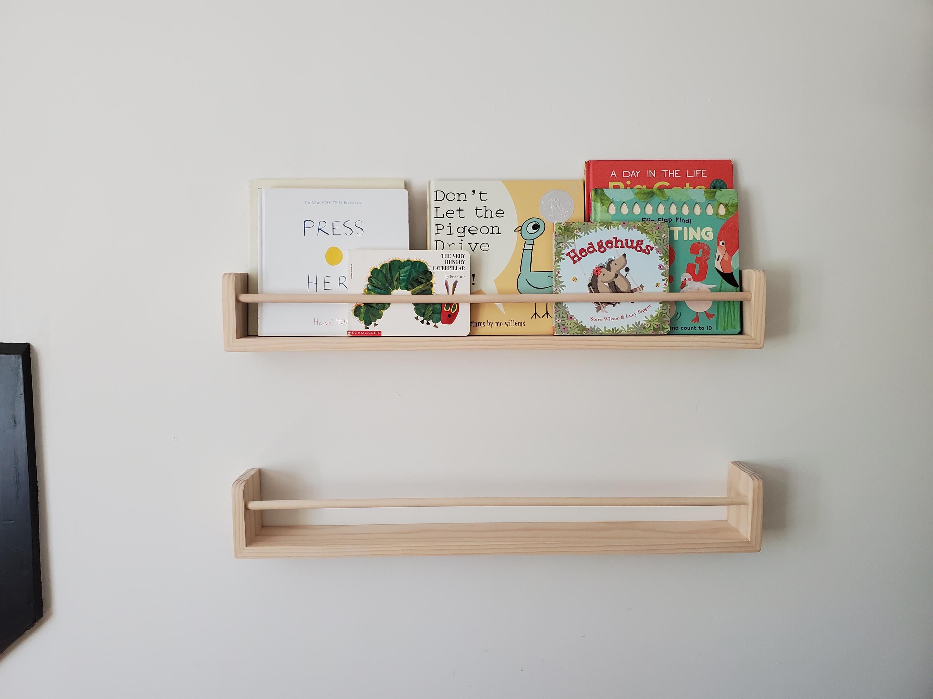 Shipping Included, 12"-48" Natural Pine Bookshelf, Custom Sizing Available, Nursery Decor, Kids Room, Living Room, Picture Shelves, Home Office