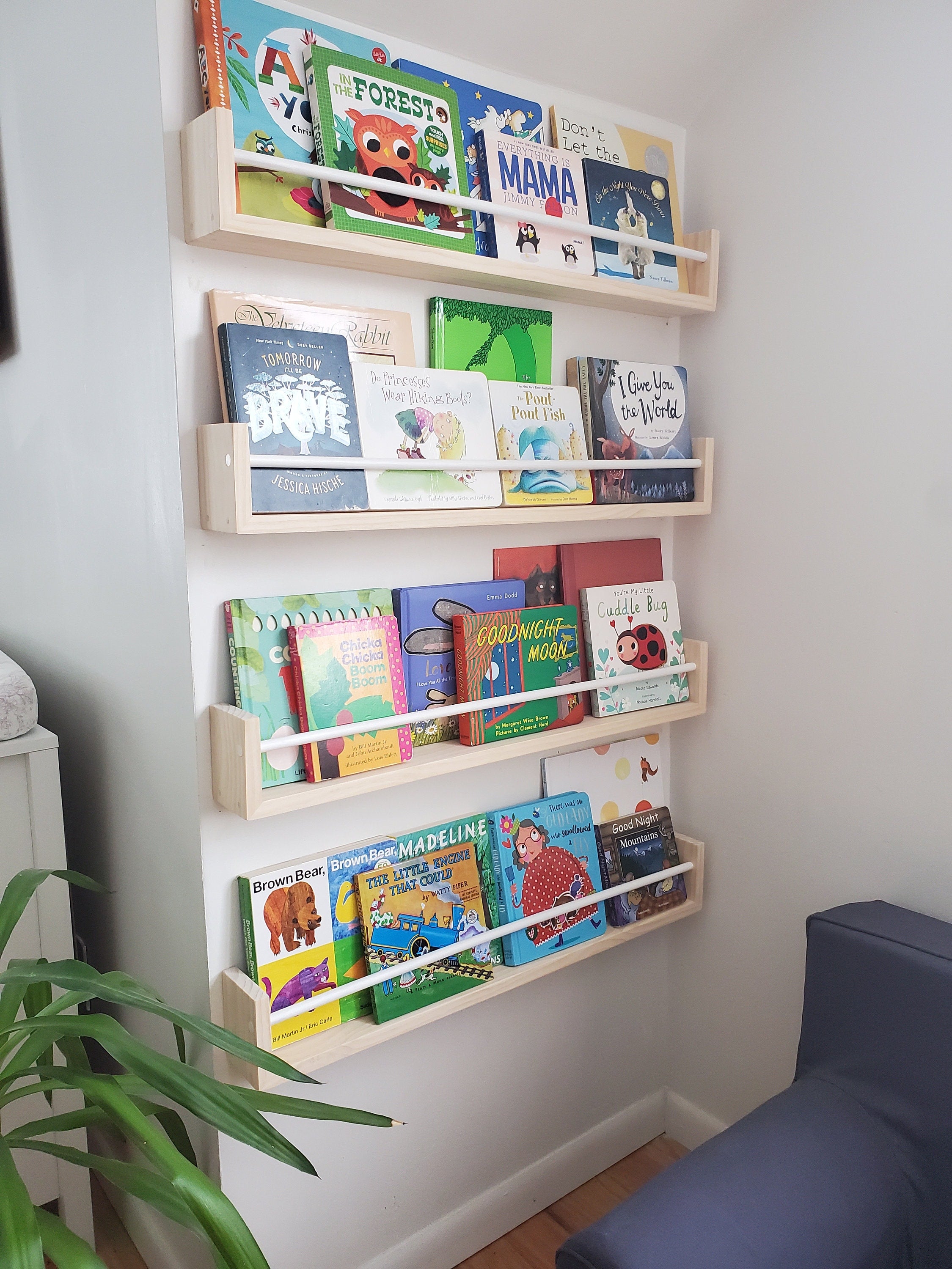 Shipping Included, Natural Pine and Painted Bar, "Waterfall" Corner Joints, Nursery Decor, Custom Sizing Available, Modern, Joinery