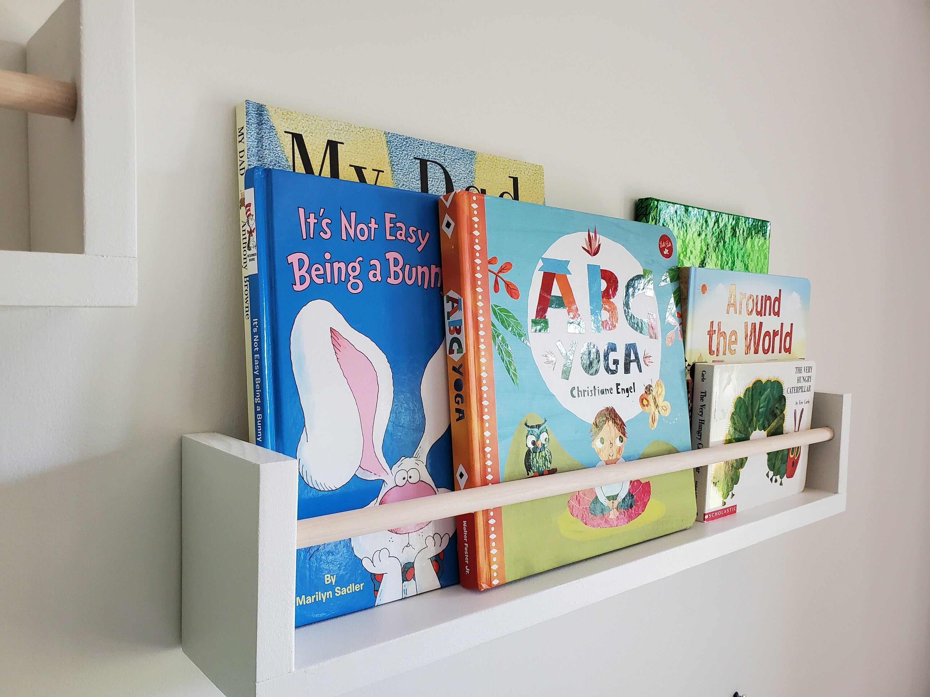 Shipping Included, White Nursery Bookshelves (Custom Painting Available), Nursery Shelves, Floating Shelves, Nursery Shelves, All White/White With Wooden Dowel
