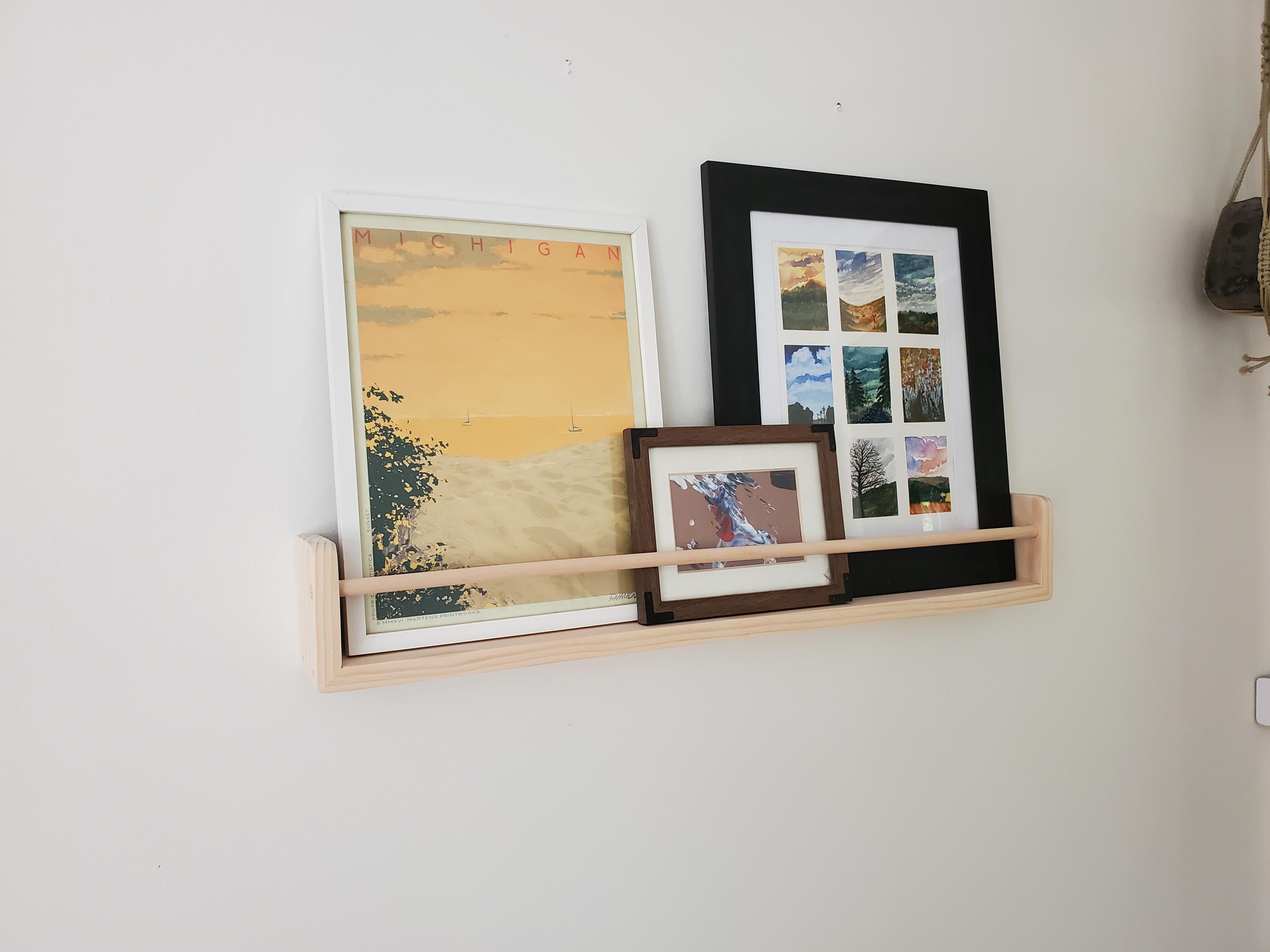 Shipping Included, 18" - 48" Pine Picture Shelf, Floating Bookshelf, Rounded Corners, Spice Rack, Living Room, Playroom, Nursery Bookshelf, Office Space