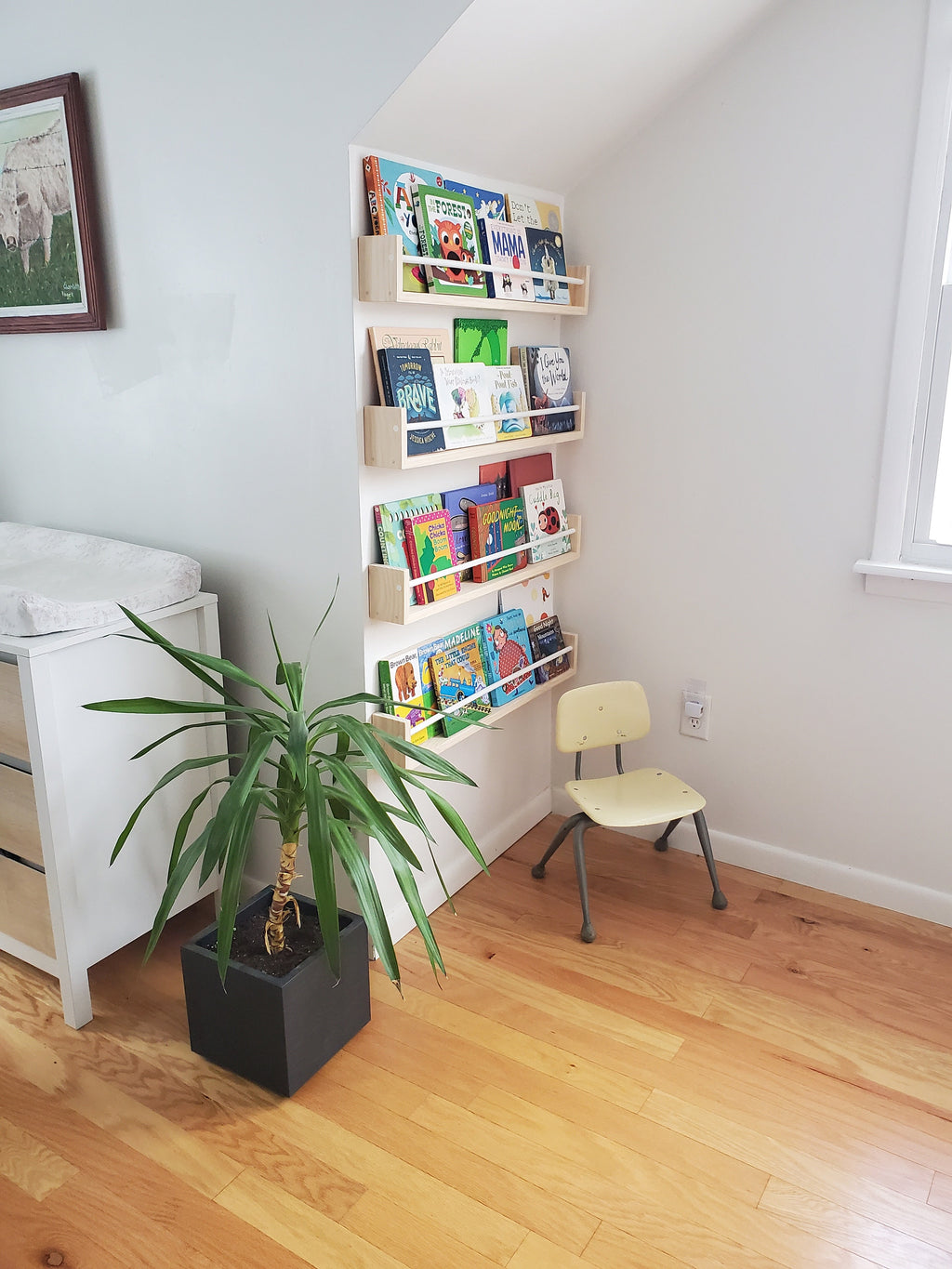 Shipping Included, Natural Pine and Painted Bar, "Waterfall" Corner Joints, Nursery Decor, Custom Sizing Available, Modern, Joinery