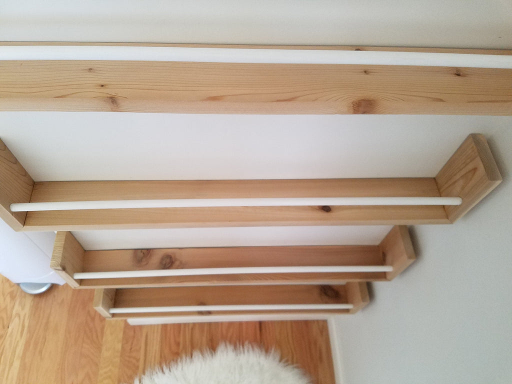 Shipping Included, Nursery Bookshelf Natural Cedar and White Bar (Custom Sizing Available) Small Space Shelf, Joinery