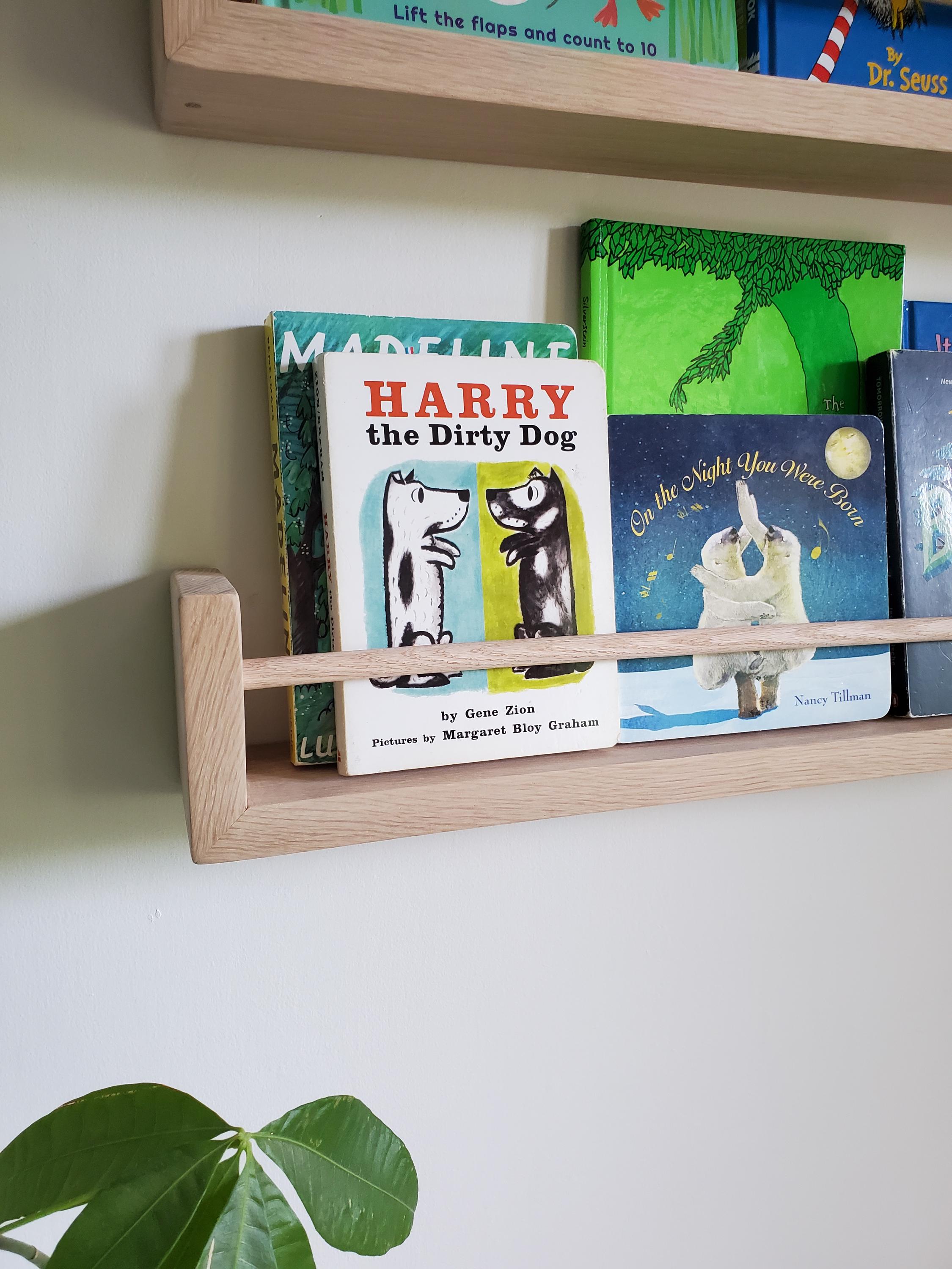 White Oak Shelf, Free Shipping, 18"-48"  Waterfall Nursery Bookshelf, Nursery decor, Picture Shelf, "Waterfall" Edge, Home Office, Home School, Kitchen