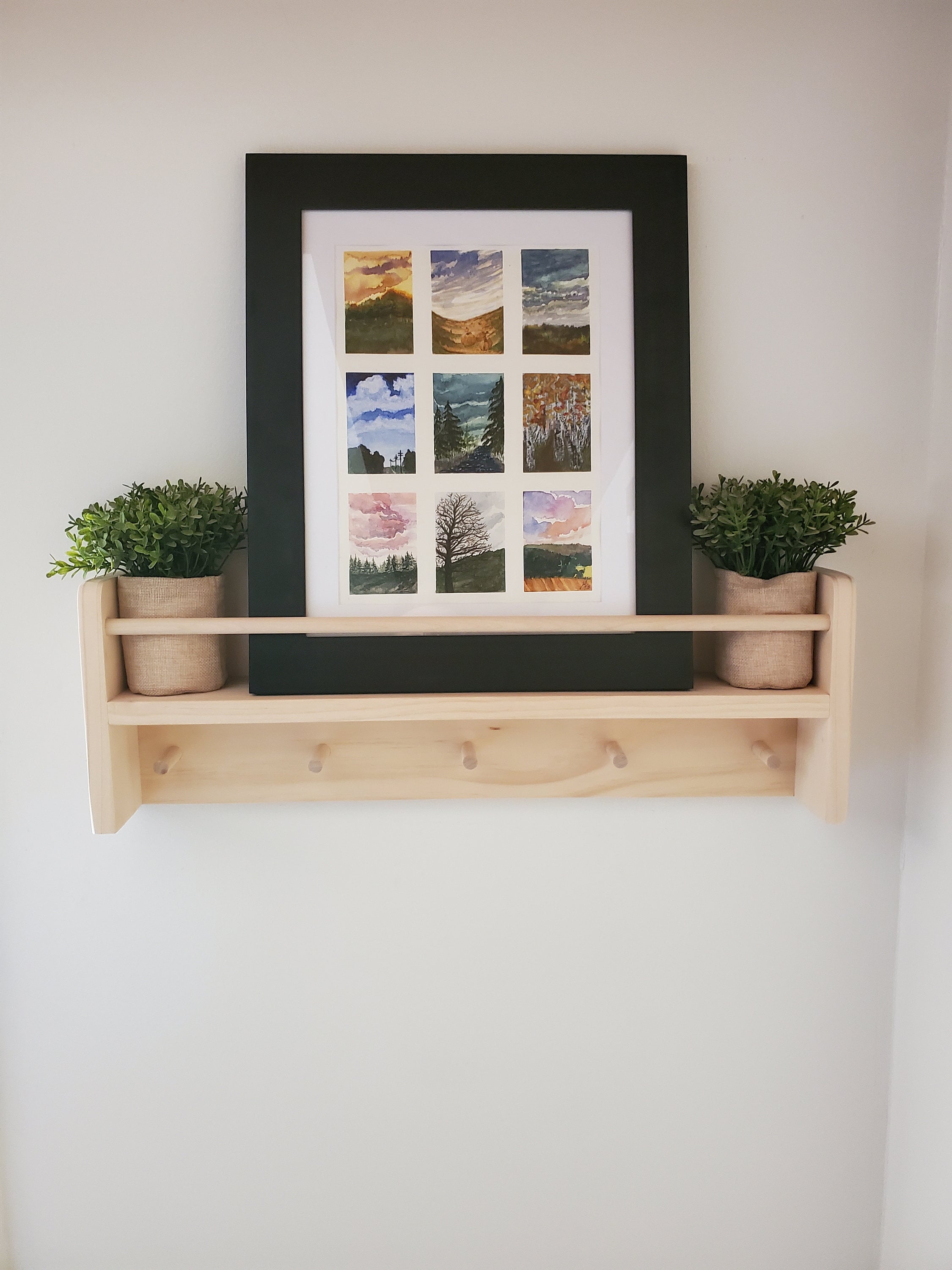 Shipping Included, Natural Pine Combination Shelf (Custom Sizing Available), Nursery Combination Shelf, Playroom Shelf, Entryway Shelf