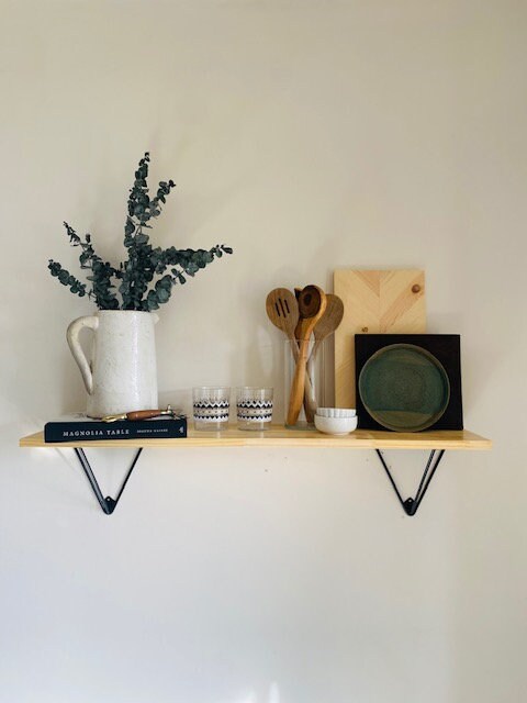 Shipping Included, Farmhouse Shelf, Pine Shelf, Prism Bracket, Kitchen Shelf, Living Room Shelf
