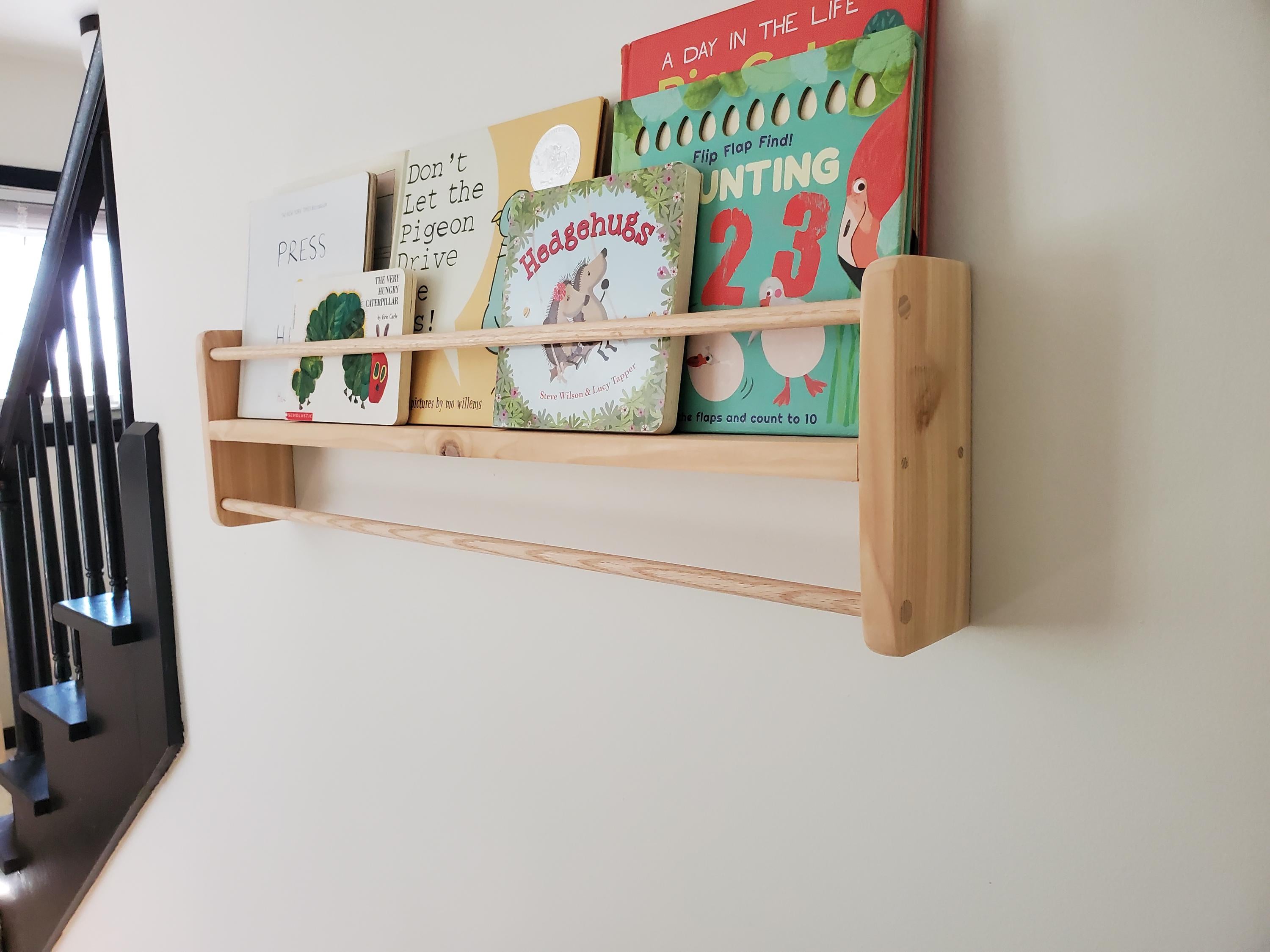 Shipping Included, Natural Cedar Combination Bookshelf, 18"-36", Bookshelf/Picture Shelf With Clothing Rod, Classic Joinery, Home Office, Homeschooling