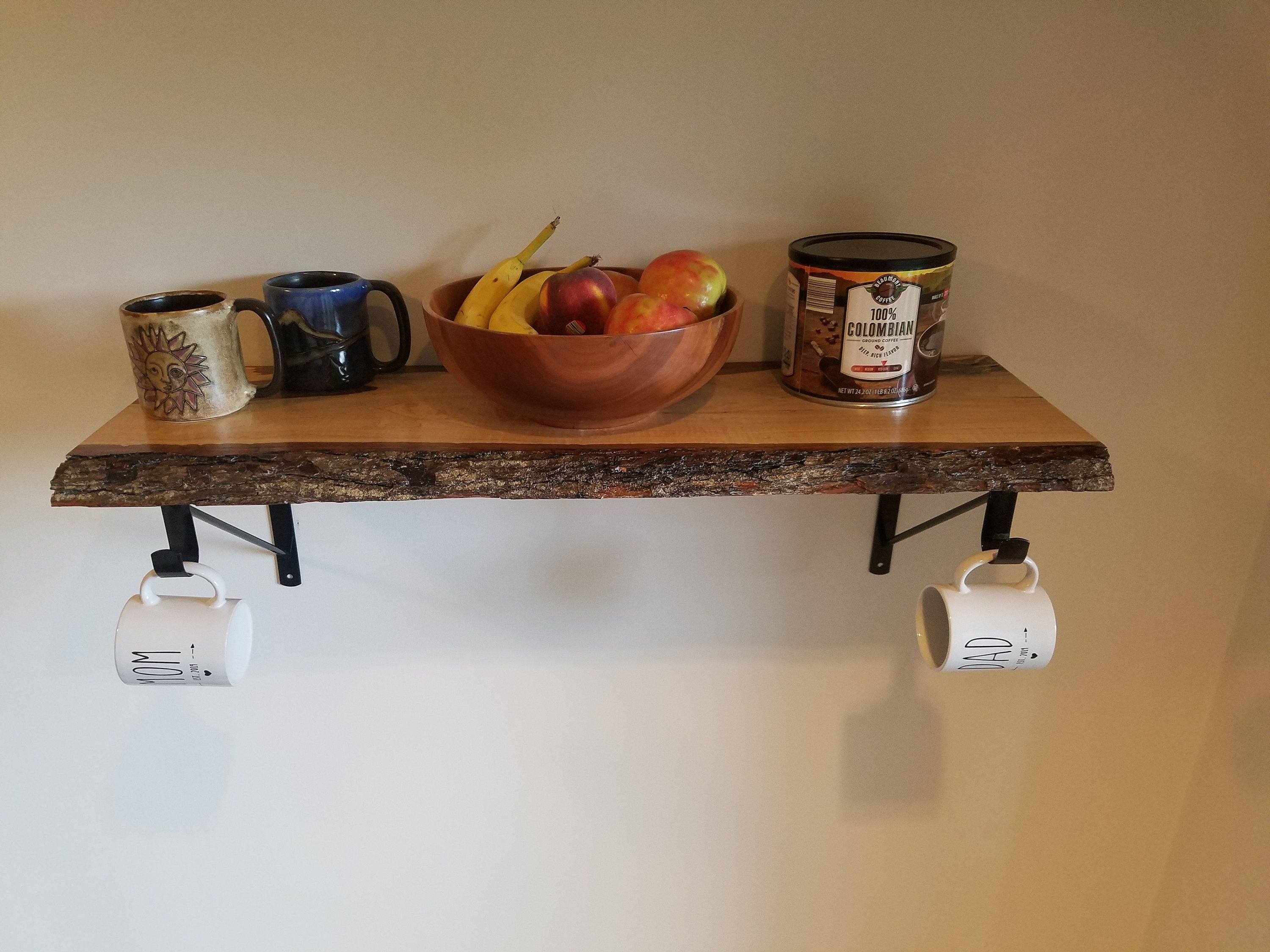 Shipping Included, Hard Maple, Small Space, Live Edge Shelf, Kitchen, Cabin