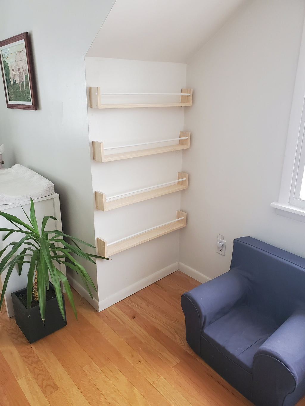Shipping Included, Natural Pine and Painted Bar, "Waterfall" Corner Joints, Nursery Decor, Custom Sizing Available, Modern, Joinery