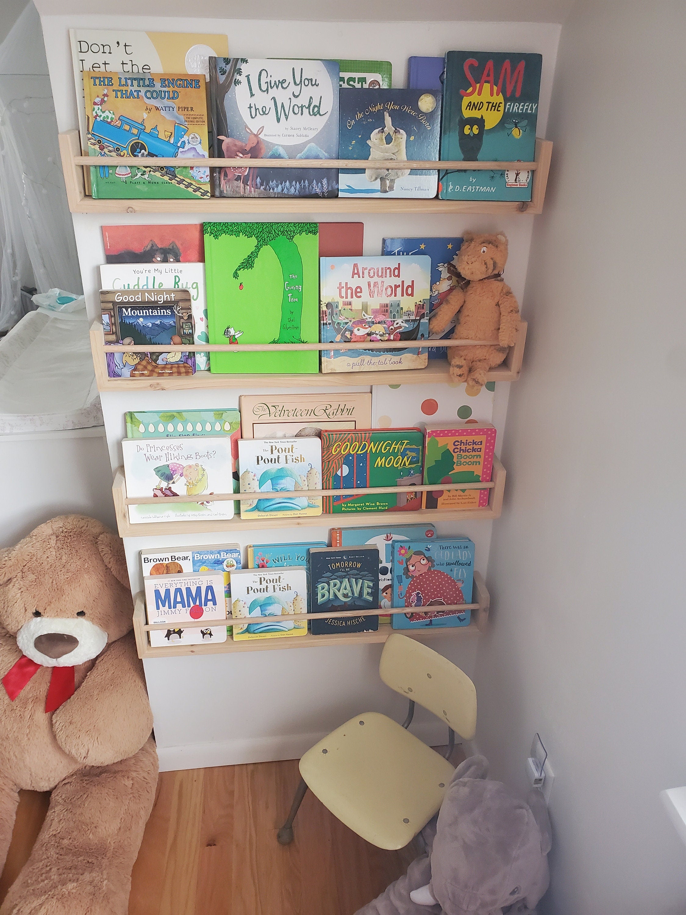 Shipping Included, Nursery Bookshelf, "Waterfall" Corner Joints, Natural Cedar (Custom Sizing Available) Small Space Shelf, Bookshelf, Joinery