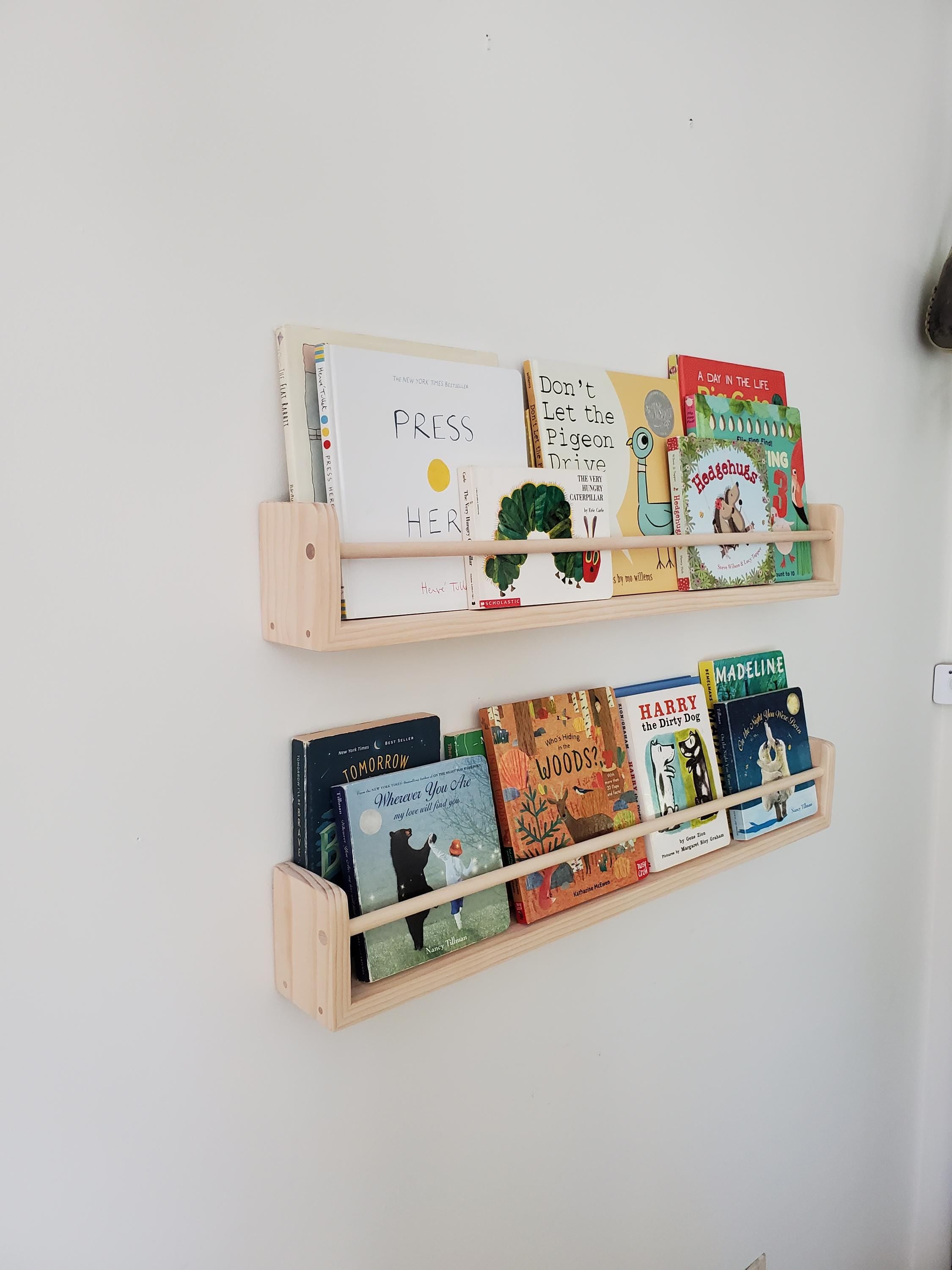Shipping Included, 12"-48" Natural Pine Bookshelf, Custom Sizing Available, Nursery Decor, Kids Room, Living Room, Picture Shelves, Home Office