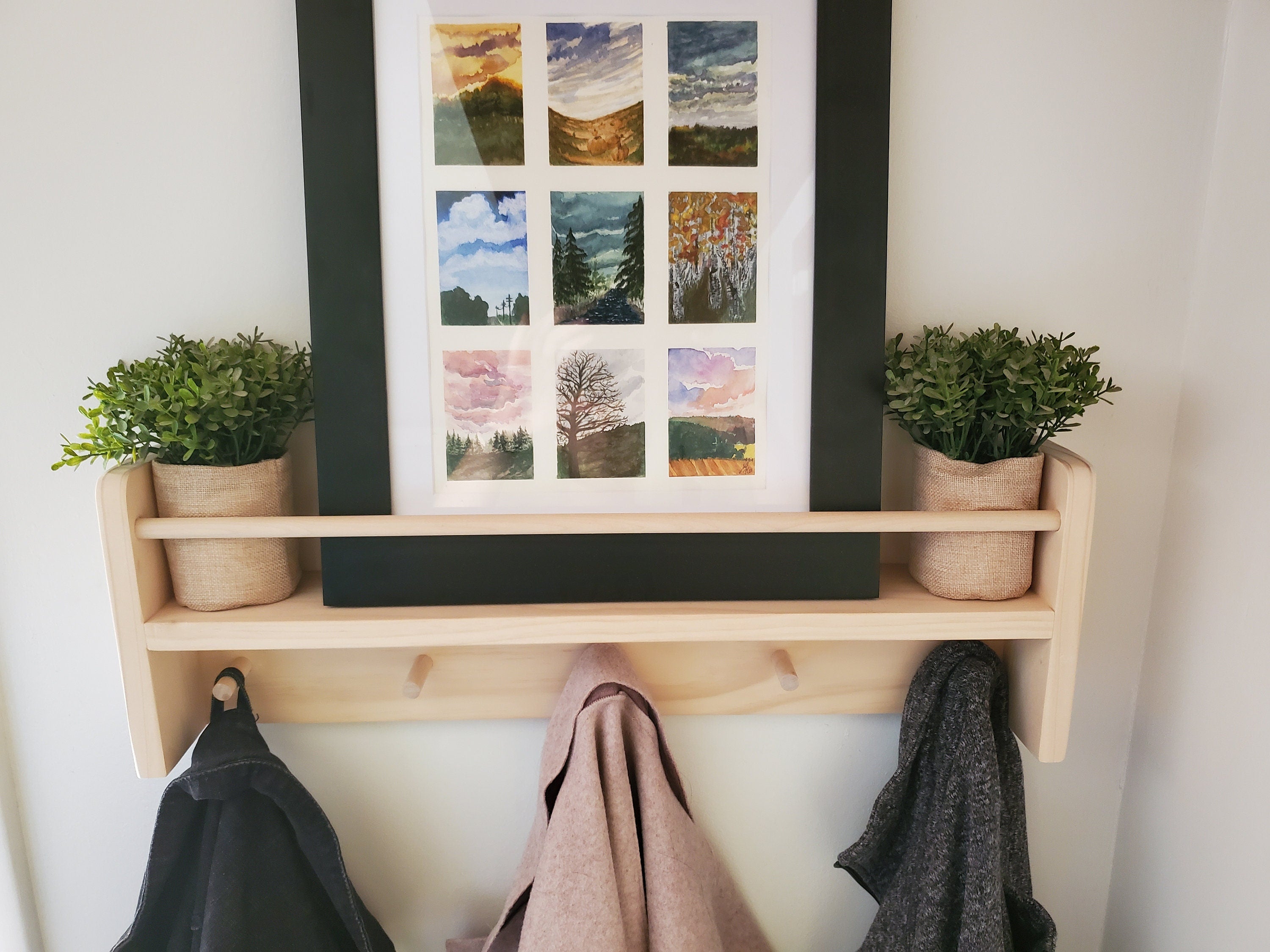Shipping Included, Natural Pine Combination Shelf (Custom Sizing Available), Nursery Combination Shelf, Playroom Shelf, Entryway Shelf