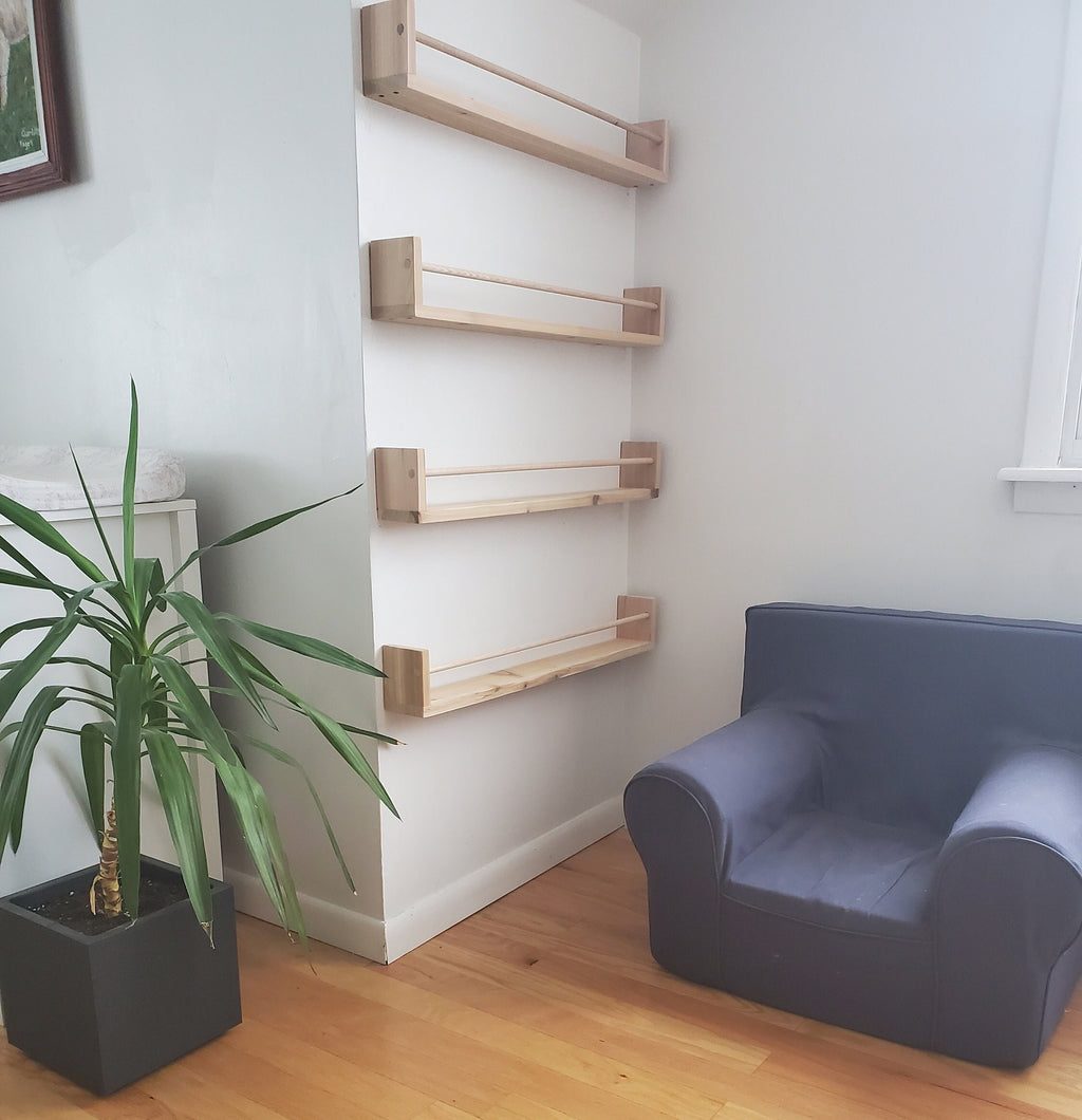 Shipping Included, Nursery Bookshelf Natural Cedar "Flip-able" Shelves(Custom Sizing Available) Small Space Shelf