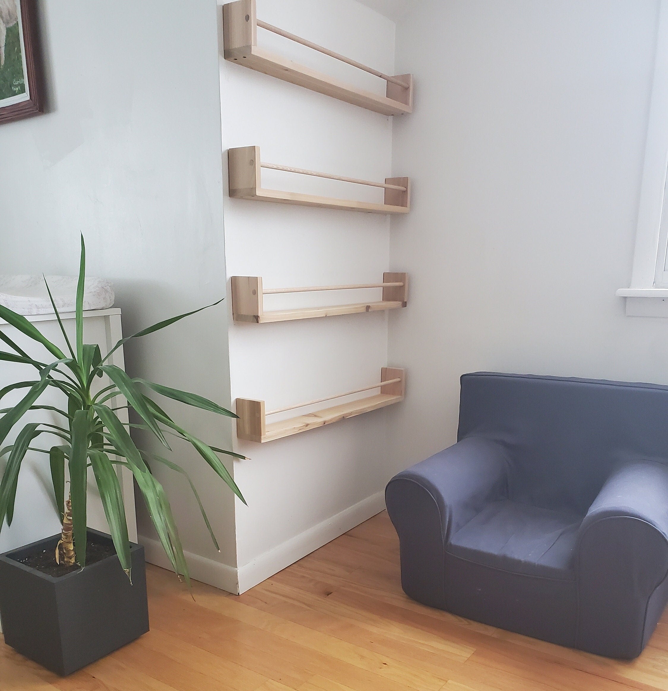 Shipping Included, Nursery Bookshelf Natural Cedar "Flip-able" Shelves(Custom Sizing Available) Small Space Shelf