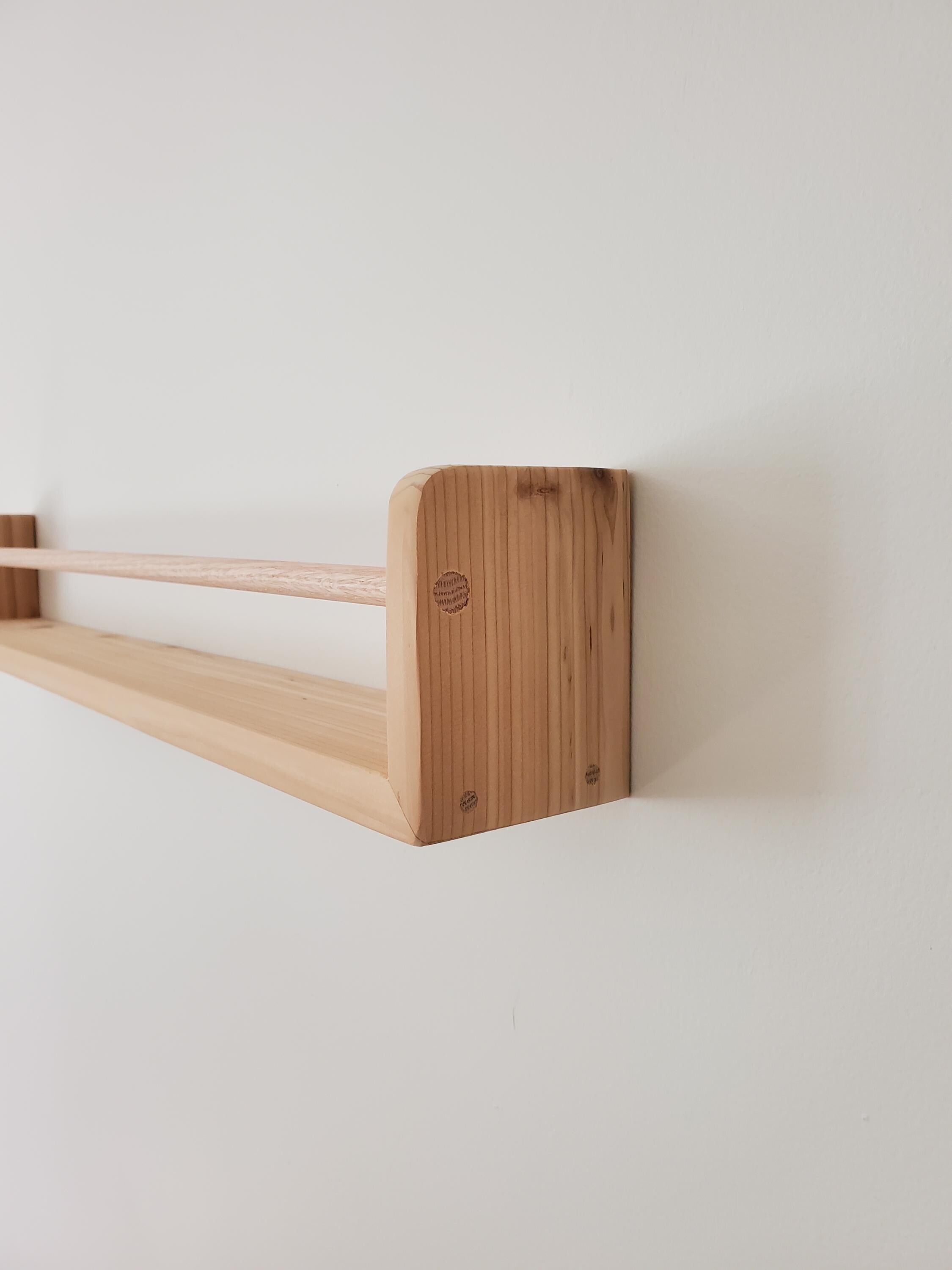 Shipping Included, Cedar Picture Shelf 18"-48", " Waterfall" Bookshelf, Nursery, Montessori, Homeschooling Shelf, Office Organizer, Kitchen, Living Room, Spice Rack