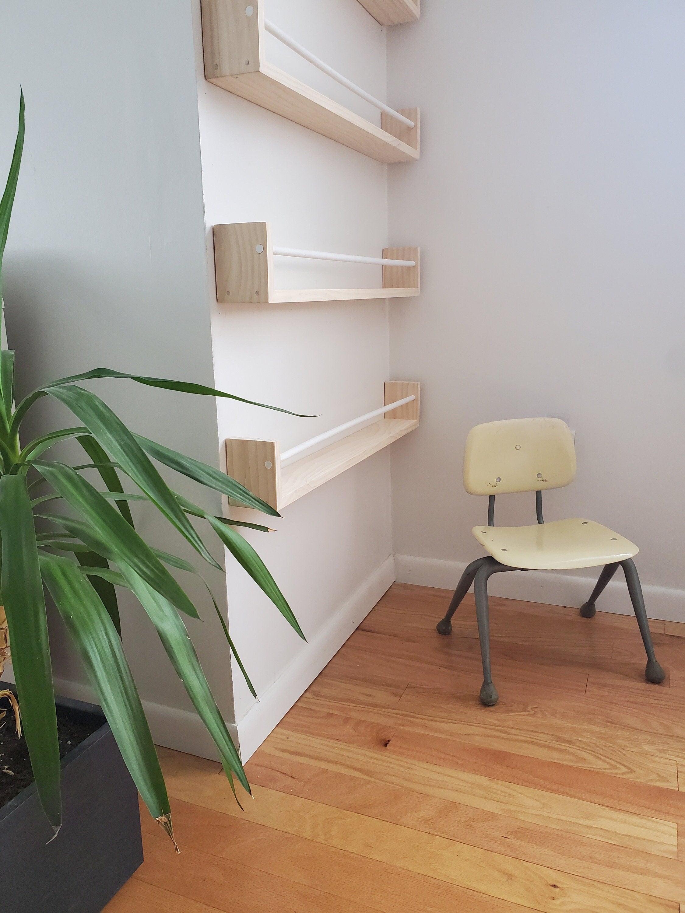 Shipping Included, Natural Pine and Painted Bar, "Waterfall" Corner Joints, Nursery Decor, Custom Sizing Available, Modern, Joinery