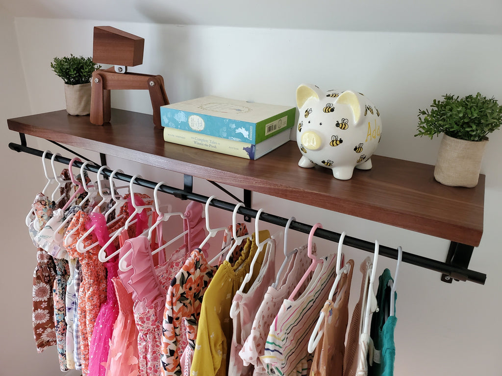 Shipping Included, Nursery Shelf, Walnut Shelf, Closet Alternative, Laundry Shelf, Nursery Shelving, Home Decor, Small Space Shelf, Nursery Bookshelf