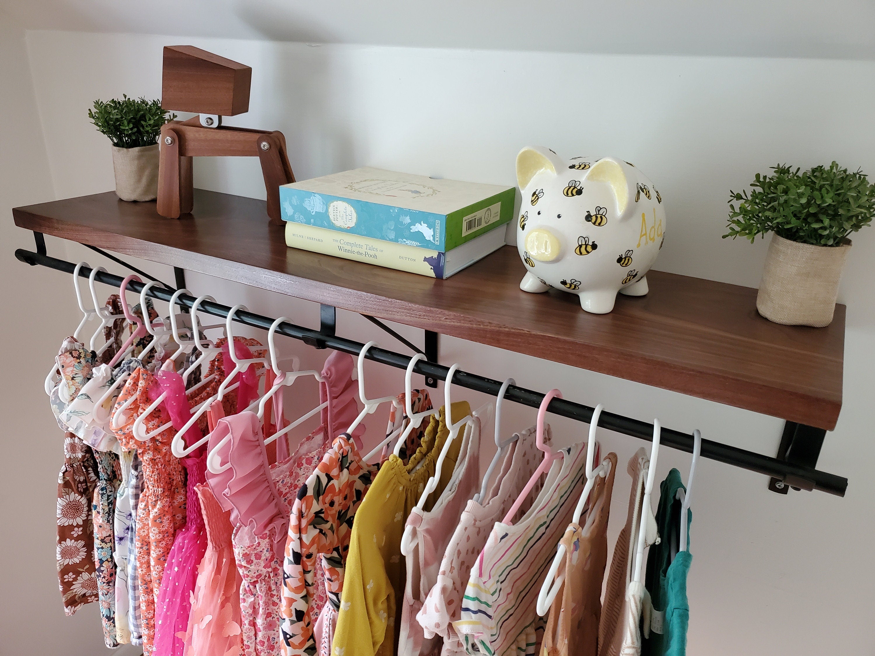 Shipping Included, Nursery Shelf, Walnut Shelf, Closet Alternative, Laundry Shelf, Nursery Shelving, Home Decor, Small Space Shelf, Nursery Bookshelf