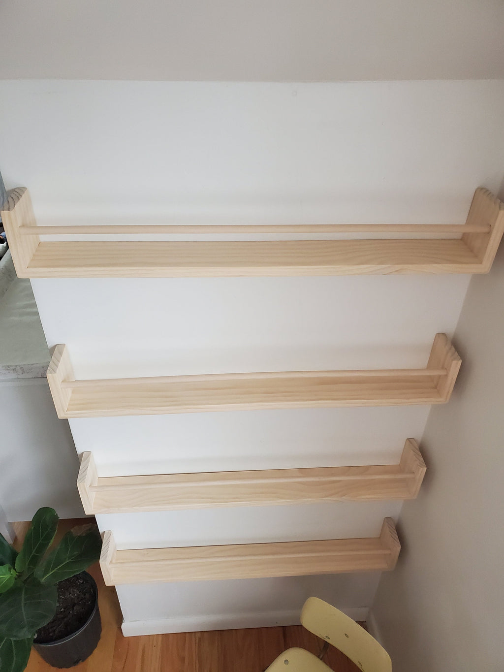 Shipping Included, Nursery Bookshelf, "Waterfall" Corner Joint, Nursery Decor, Natural Pine (Classic Design) Custom Sizing Available, Modern, Joinery