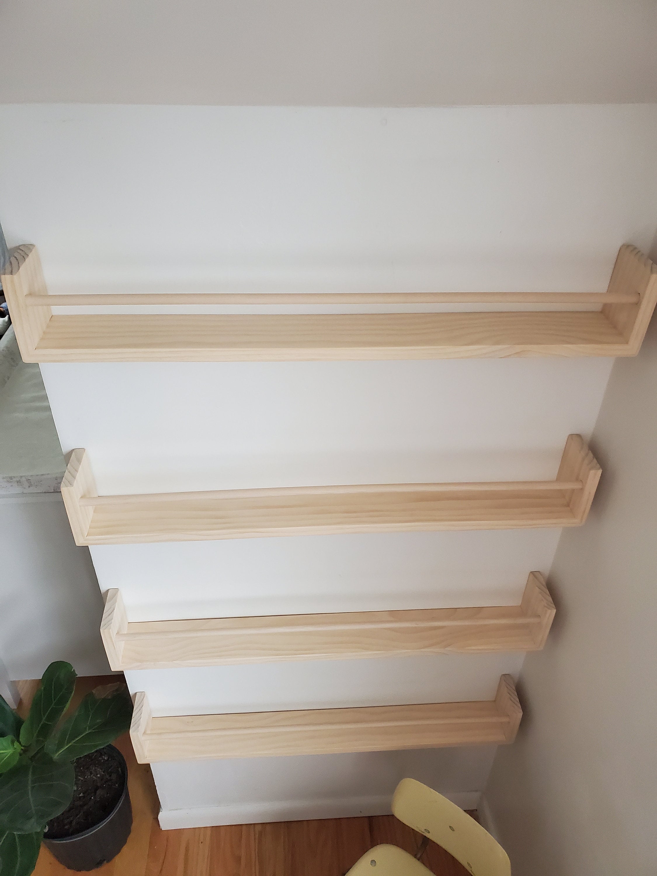 Shipping Included, Nursery Bookshelf, "Waterfall" Corner Joint, Nursery Decor, Natural Pine (Classic Design) Custom Sizing Available, Modern, Joinery