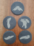 Shipping Included, Great Lakes Gift Set- 5 Pack of Slate Great Lakes Coasters-Lakes Superior, Michigan, Huron, Erie and Ontario