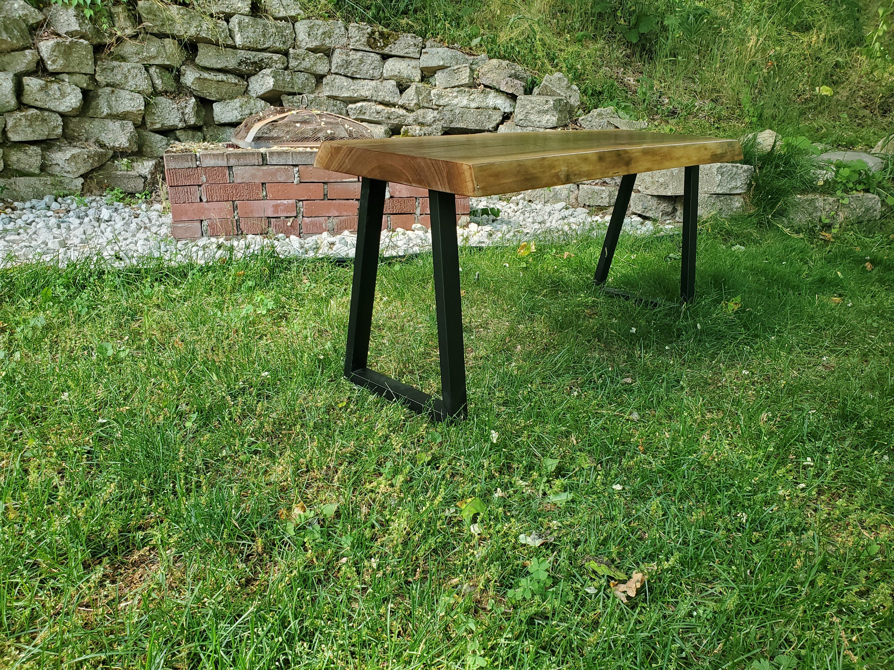 Shipping Included, Walnut Hardwood Table/Bench, Indoor/Outdoor, Patio Seating, Deck Decor, Coffee Table