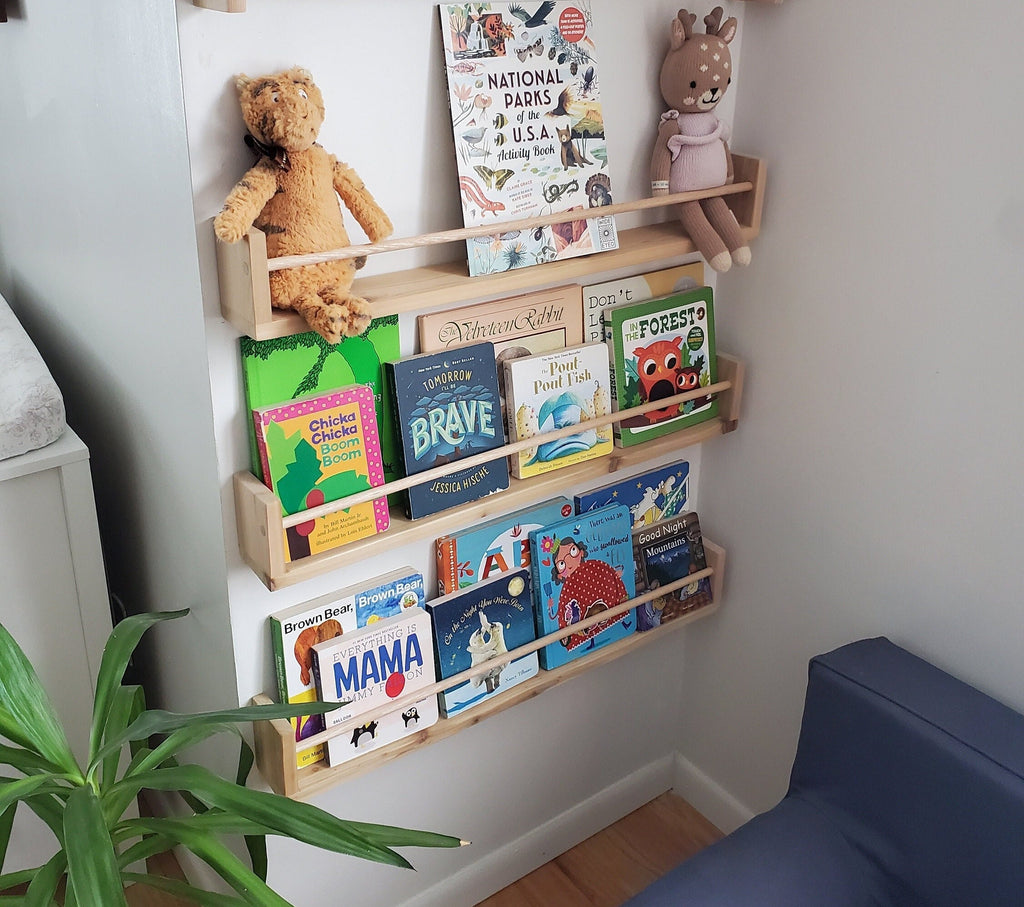 Shipping Included, Nursery Bookshelf Natural Cedar "Flip-able" Shelves(Custom Sizing Available) Small Space Shelf
