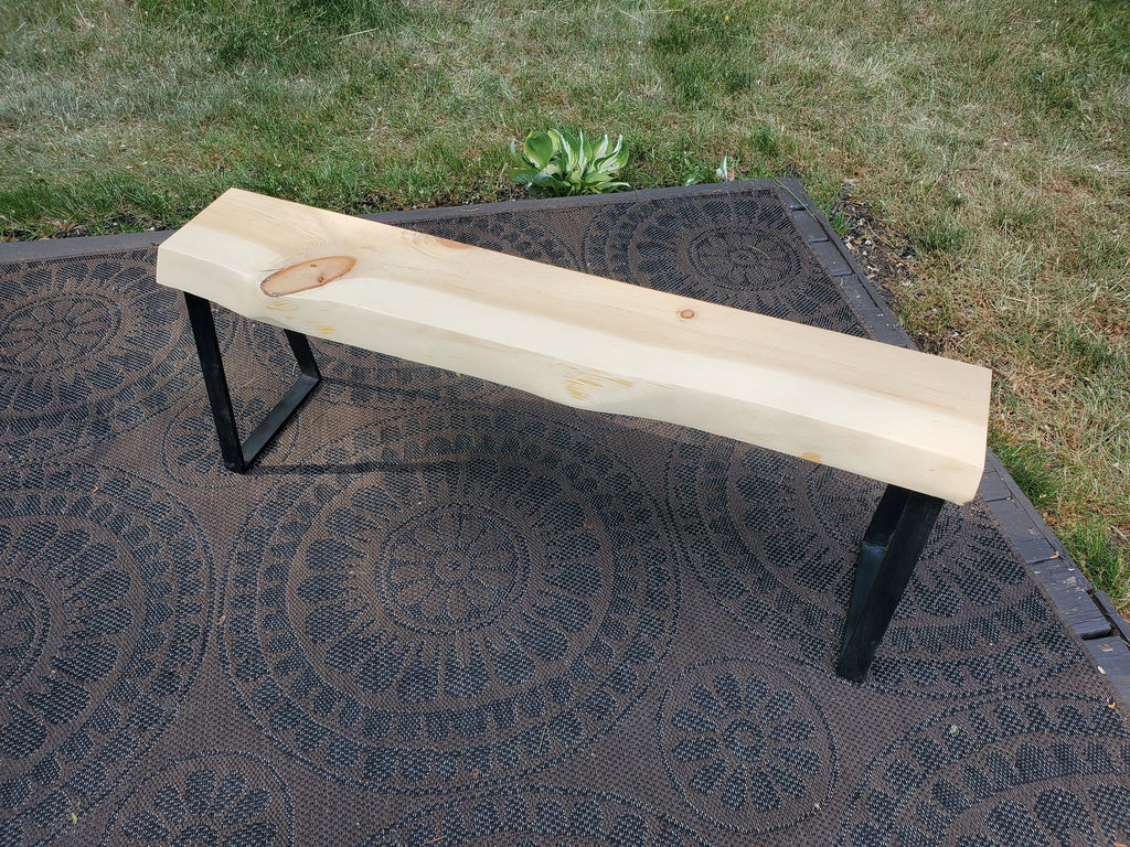 Shipping Included, Live Edge 4 Foot Pine Bench, Indoor/Outdoor Bench, Patio Furniture, Thick Slab
