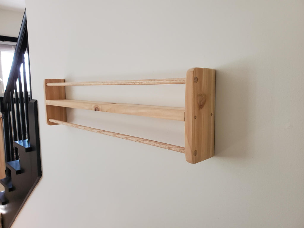 Shipping Included, Natural Cedar Combination Bookshelf, 18"-36", Bookshelf/Picture Shelf With Clothing Rod, Classic Joinery, Home Office, Homeschooling