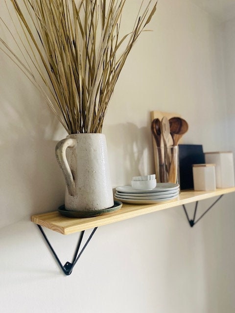 Shipping Included, Farmhouse Shelf, Pine Shelf, Prism Bracket, Kitchen Shelf, Living Room Shelf