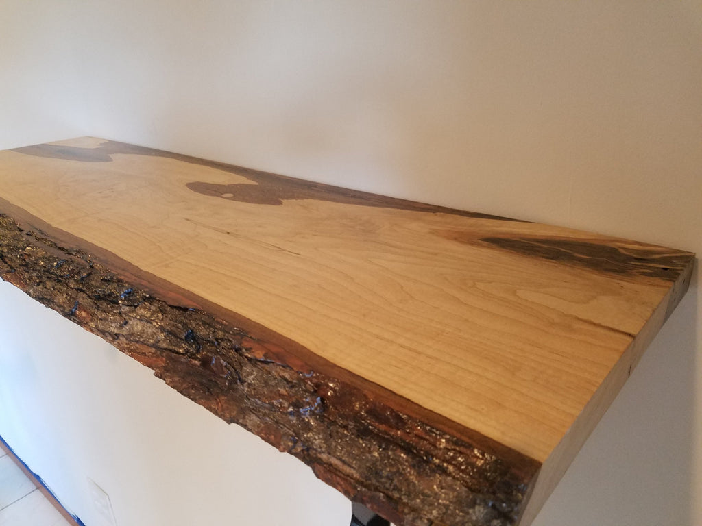 Shipping Included, Hard Maple, Small Space, Live Edge Shelf, Kitchen, Cabin