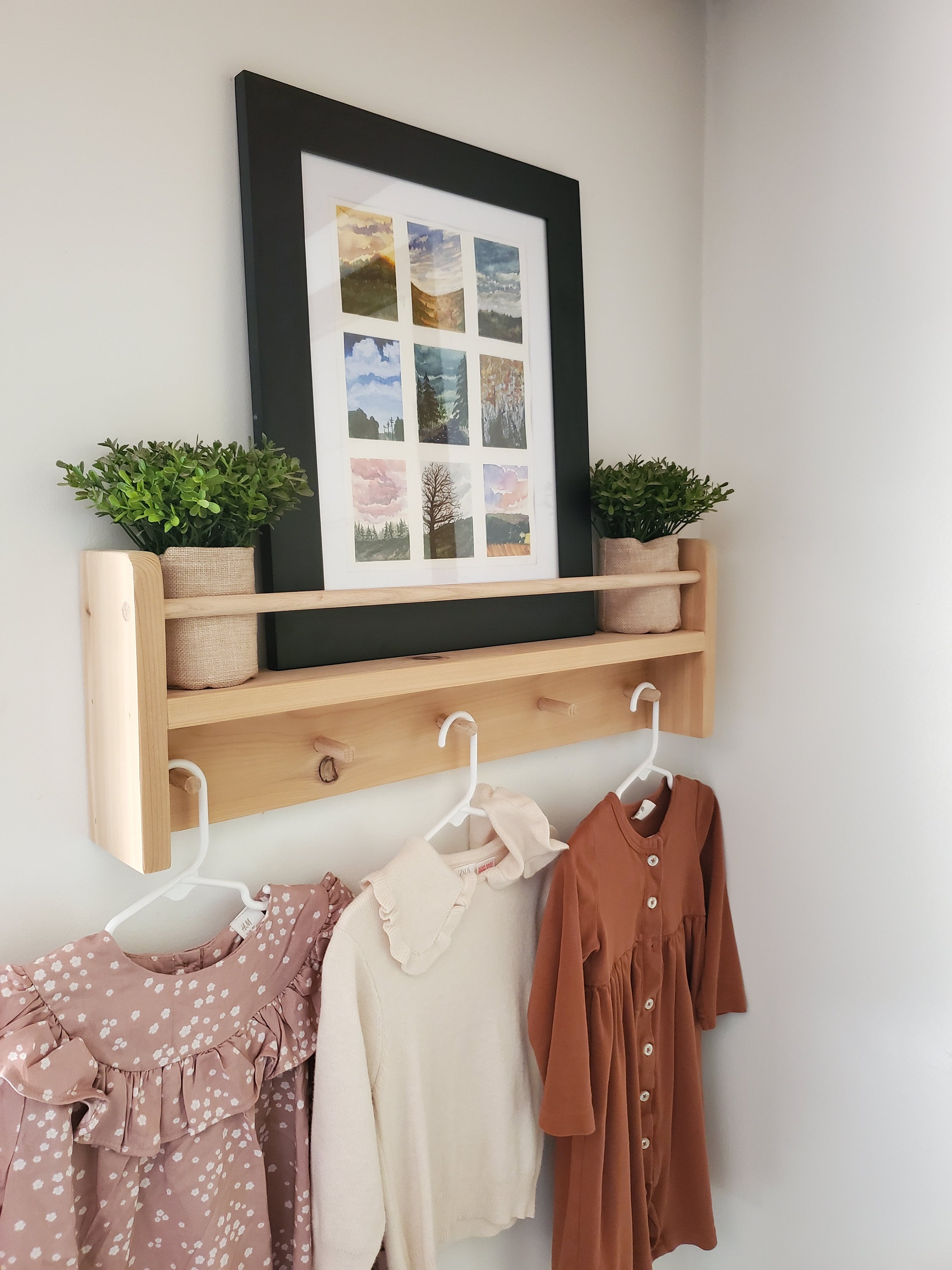 Shipping Included, Natural Cedar Combination Shelf (Custom Sizing Available), Nursery Cedar Combination Shelf, Playroom Shelf, Entryway Shelf, Cedar Decor