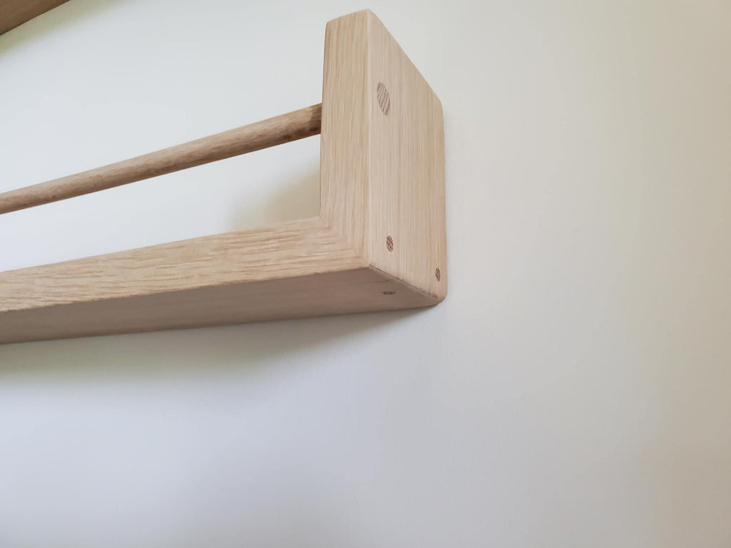 White Oak Shelf, Free Shipping, 18"-48"  Waterfall Nursery Bookshelf, Nursery decor, Picture Shelf, "Waterfall" Edge, Home Office, Home School, Kitchen